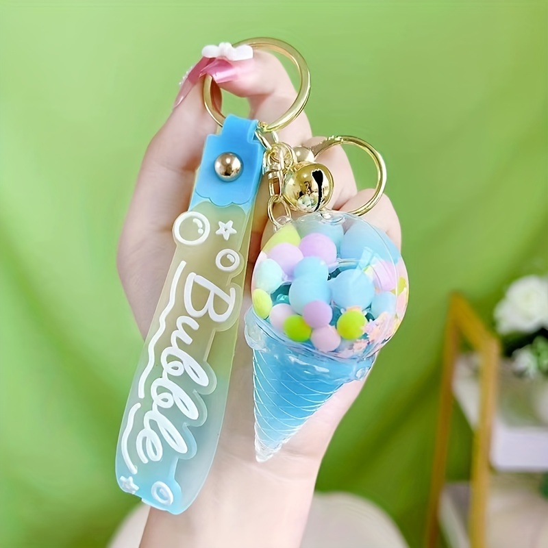 Cartoon Unicorn Dog Lollipop Keychain Cute Liquid Floating Doll Acrylic Key  Ring Women Girl Backpack Pendant Key Holder Gift