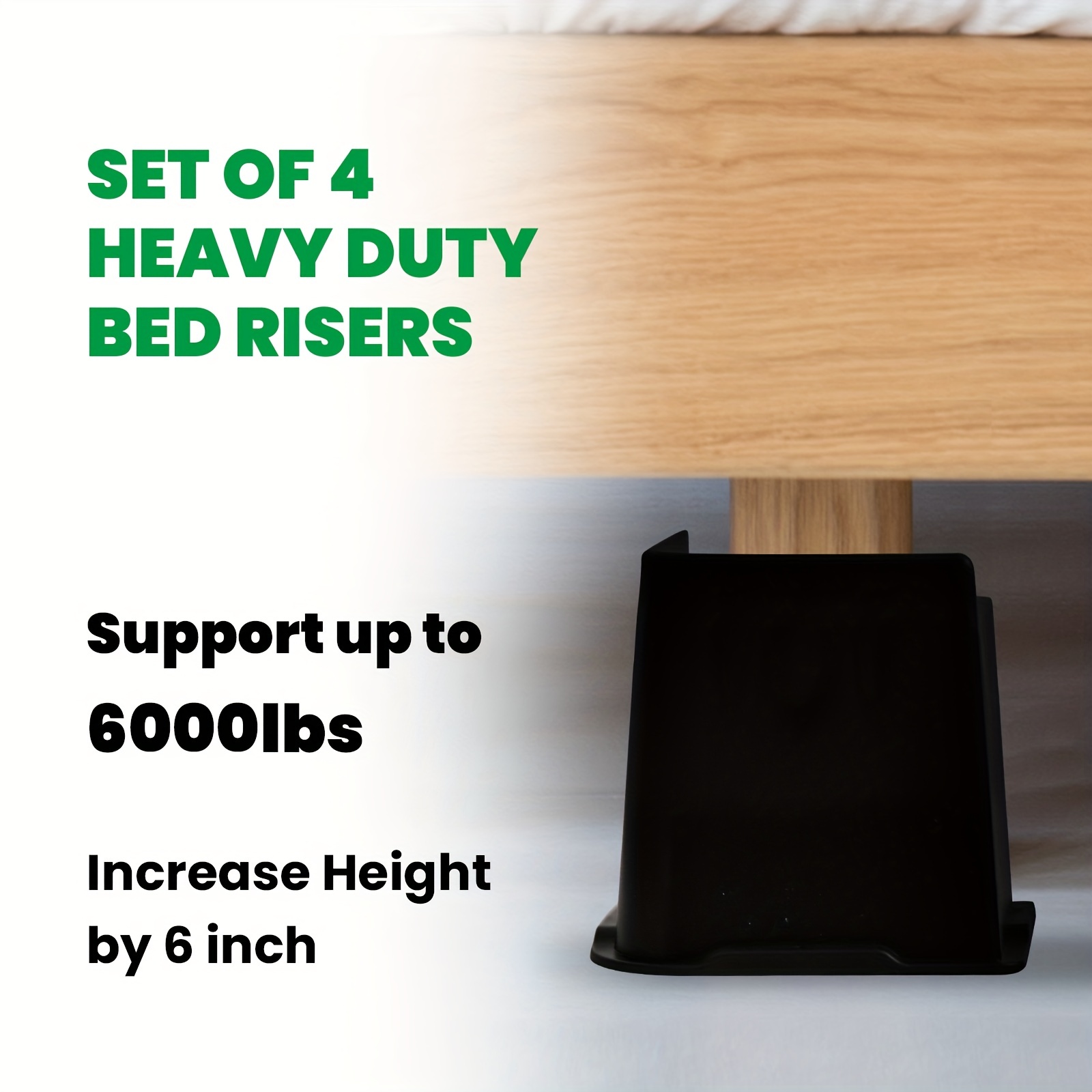 Elevadores de cama Elevador de cama resistente de 8,5 cm, paquete de 4  elevadores de muebles de 2000 lbs para sofá y mesa, escritorio, sofá