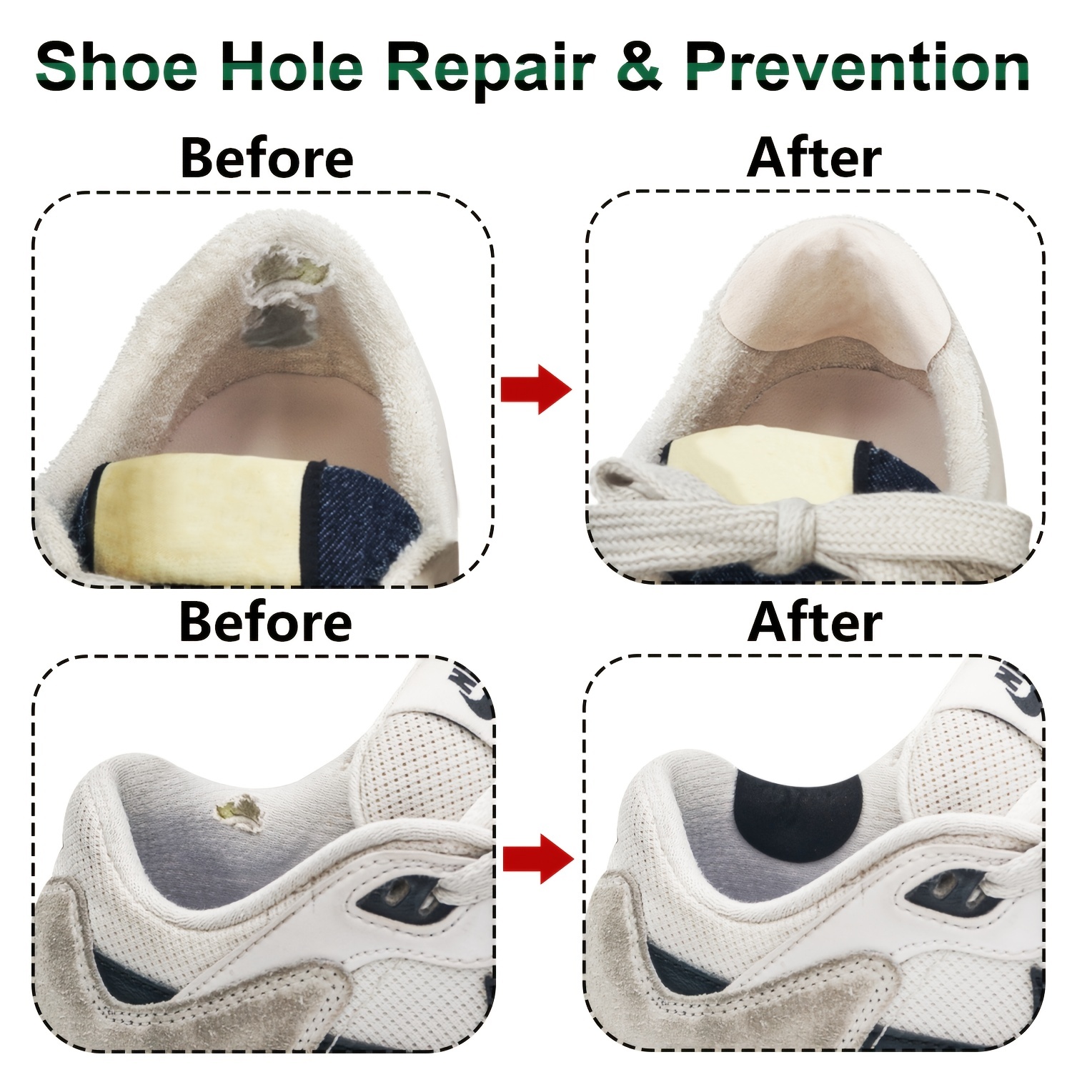 Shoe Heel Repair, 2 Pairs Self-adhesive Inside Shoe Patches For Holes, Shoe  Hole Repair Patch Kit -ys