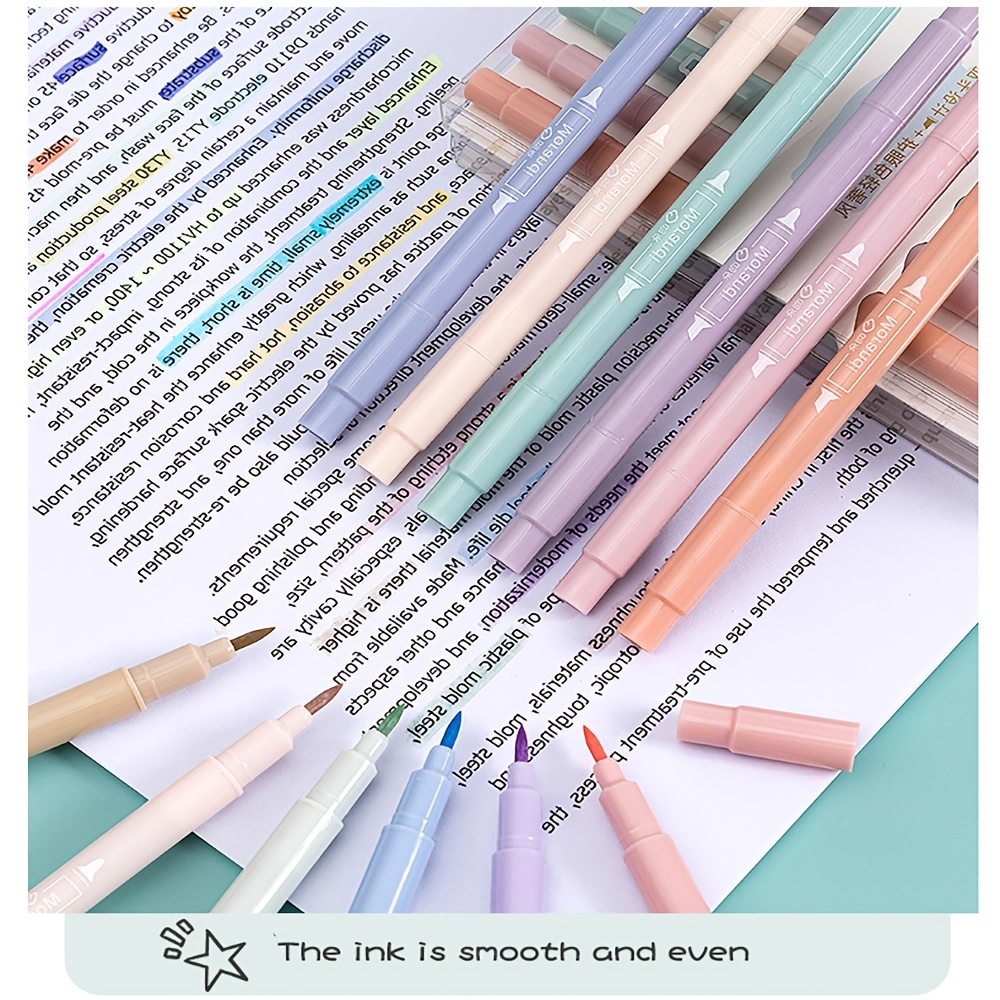 Double Tip Highlighter Pens Macaron Color Markers Midliner - Temu