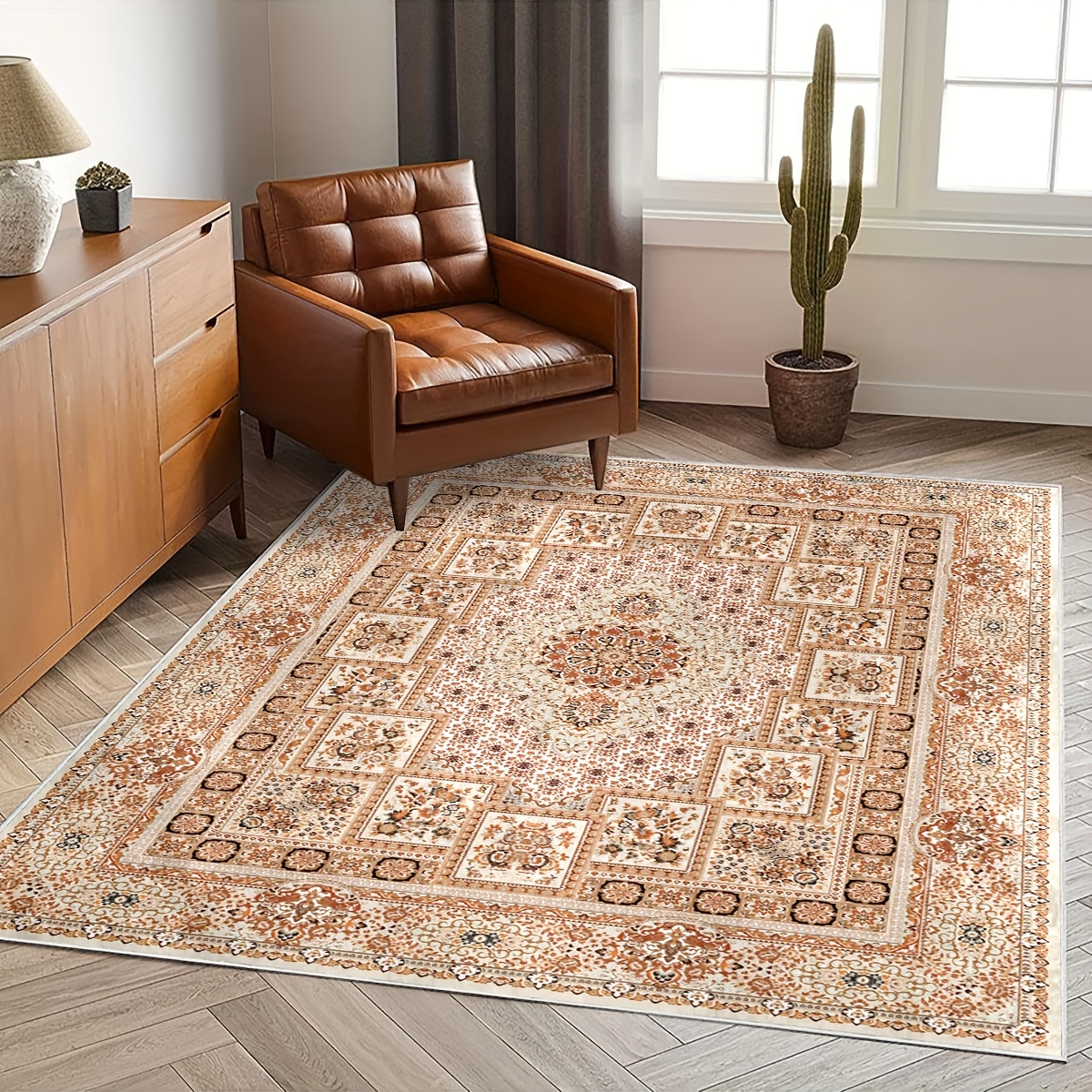 Boho Absorbent Non Slip Cushioned Rugs, Polyester Carpet Morandi