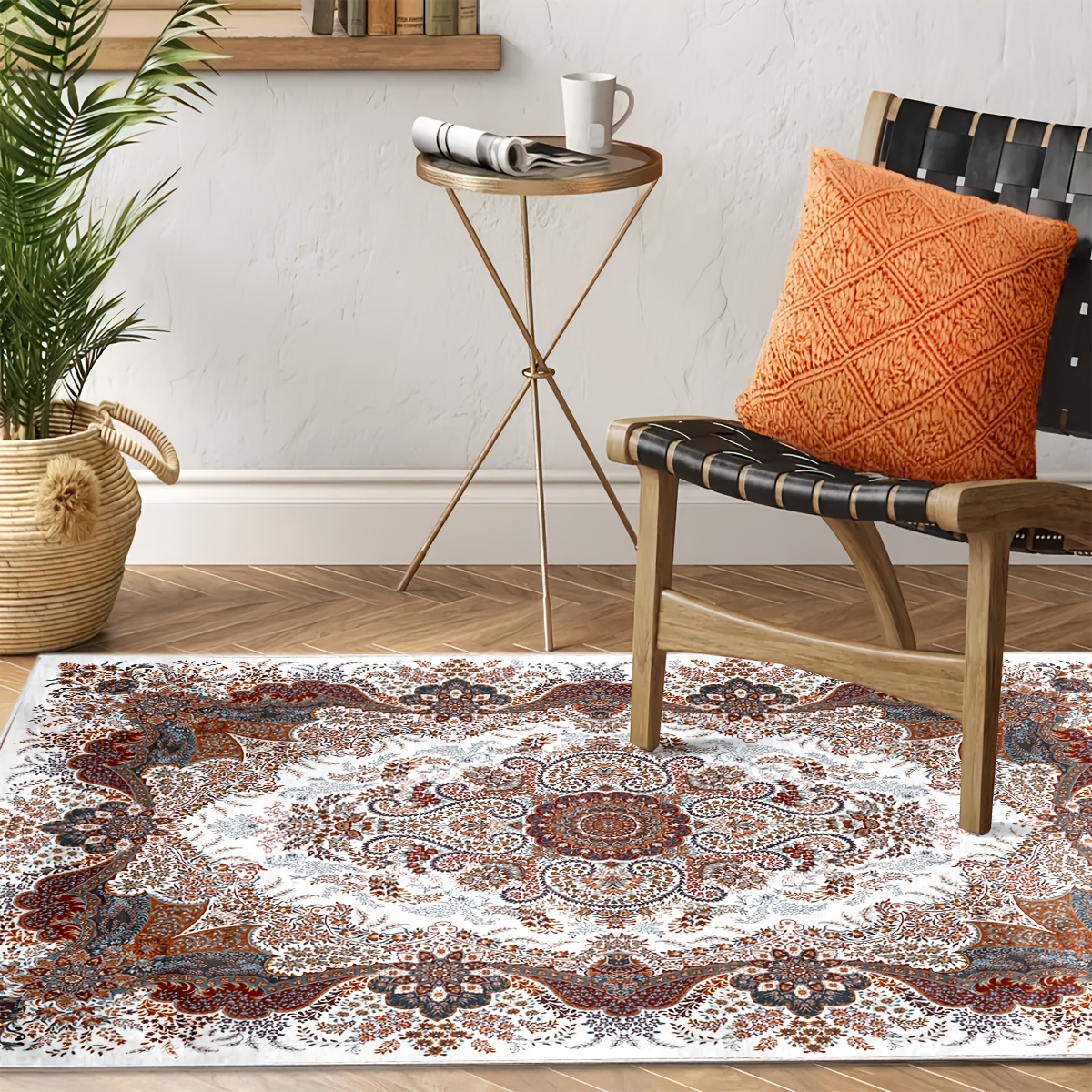 Boho Absorbent Non Slip Cushioned Rugs, Polyester Carpet Morandi