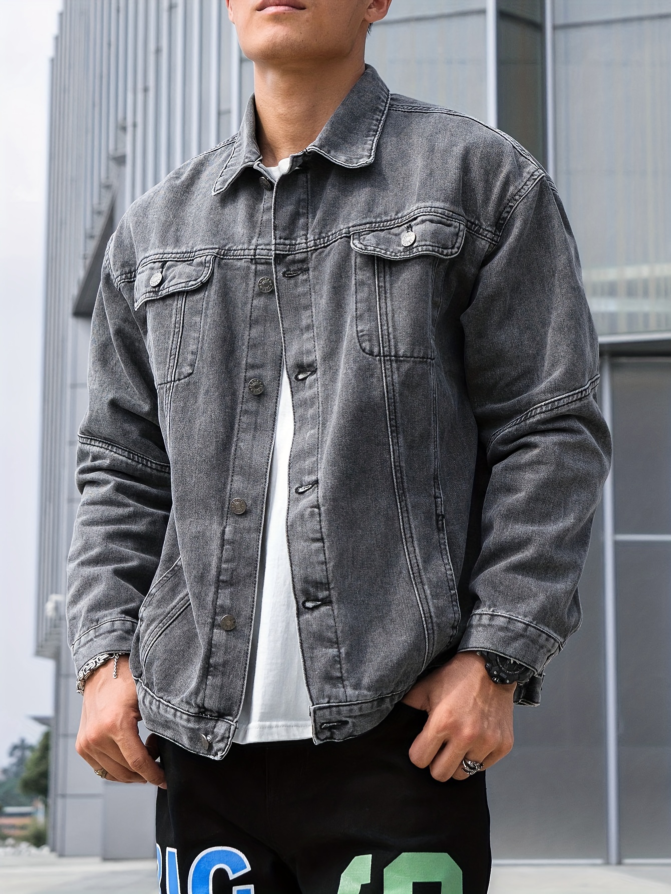 Men's Casual Fleece Lined Denim Jacket Street Style Button - Temu