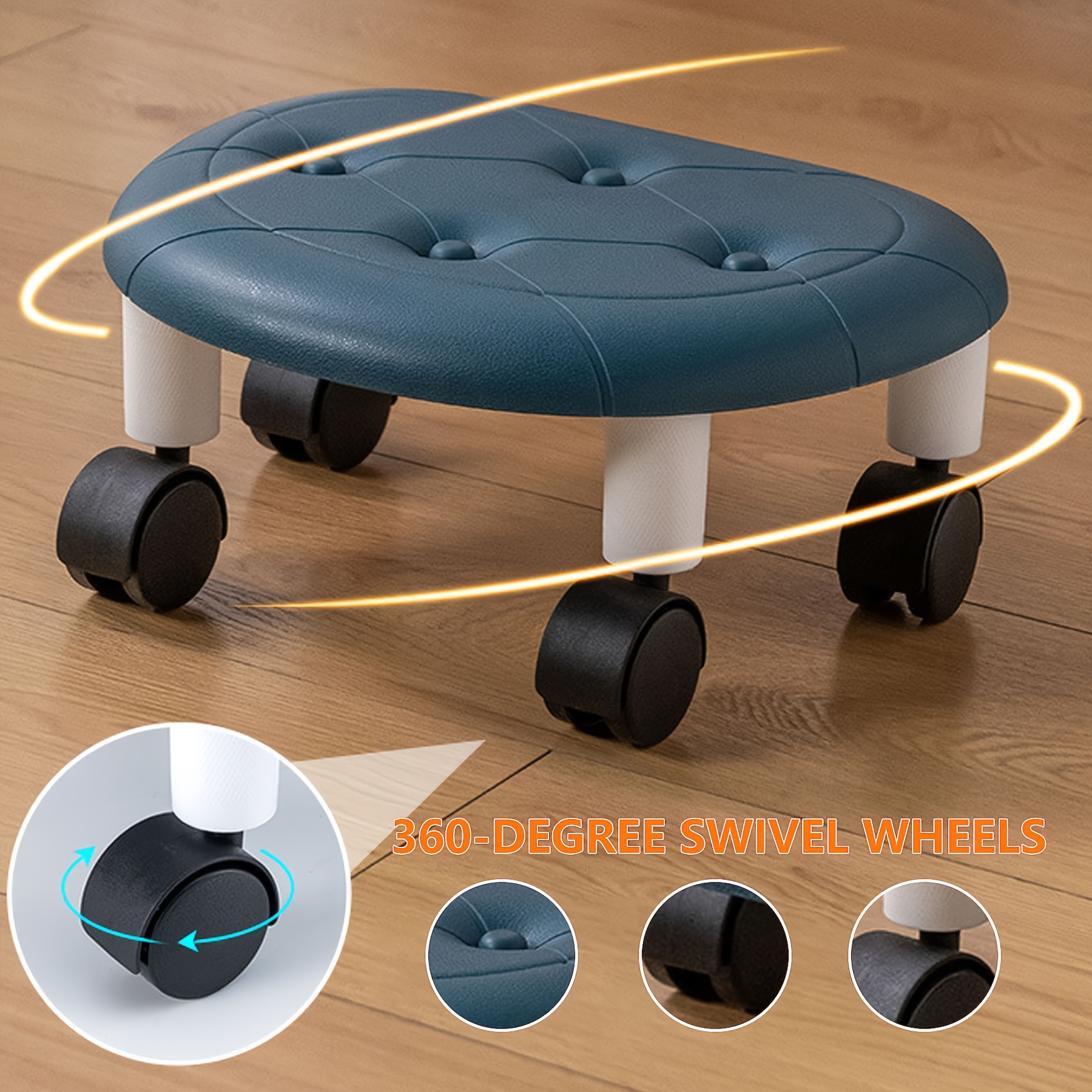  Fonowx Low Rolling Seat Footstool Portable Shoes