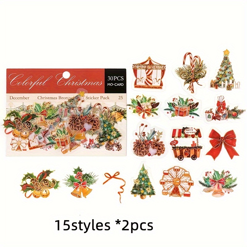 Bronzing Washi Sticker Book Christmas Greeting Book Series - Temu