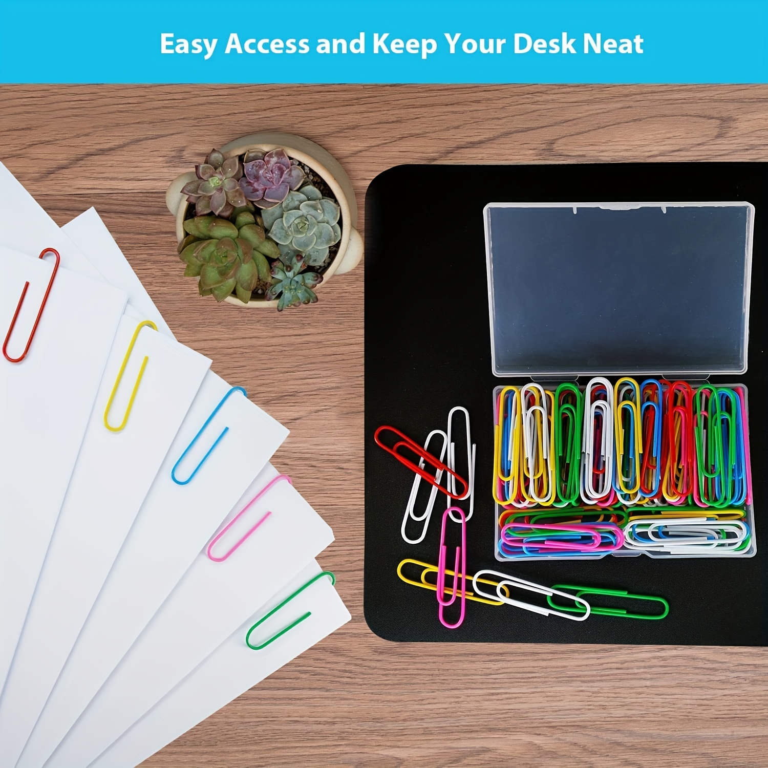 100pcs Mixed Paper Clip Desk Organizers Bookmark School Office Supplies