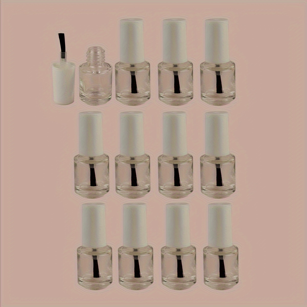 

12pcs 5ml Glass Empty Nail Polish Bottles With Brush & Cap, Round Clear Nail Polish Containers, Refillable Cosmetic Sample Bottles For Nail Art - Travel Accessories