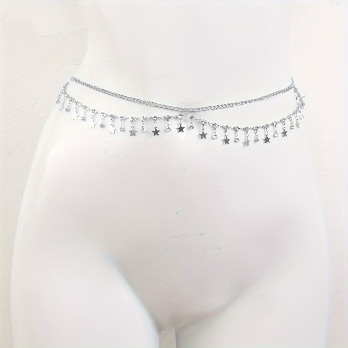 Pearl belly chain silver