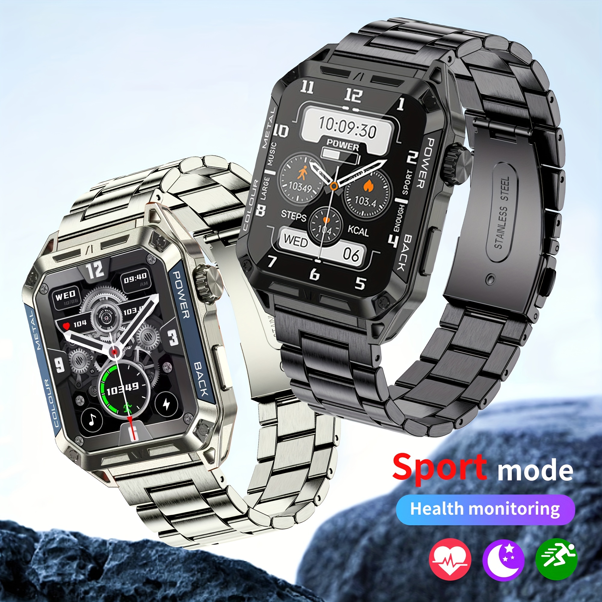 Smartwatch - INF Reloj inteligente con monitor de presión arterial y  frecuencia cardíac, negro