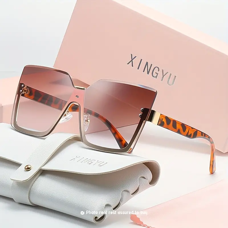 xingyu oversized cat eye sunglasses for women casual gradient semi rimless sun shades for driving beach travel details 14