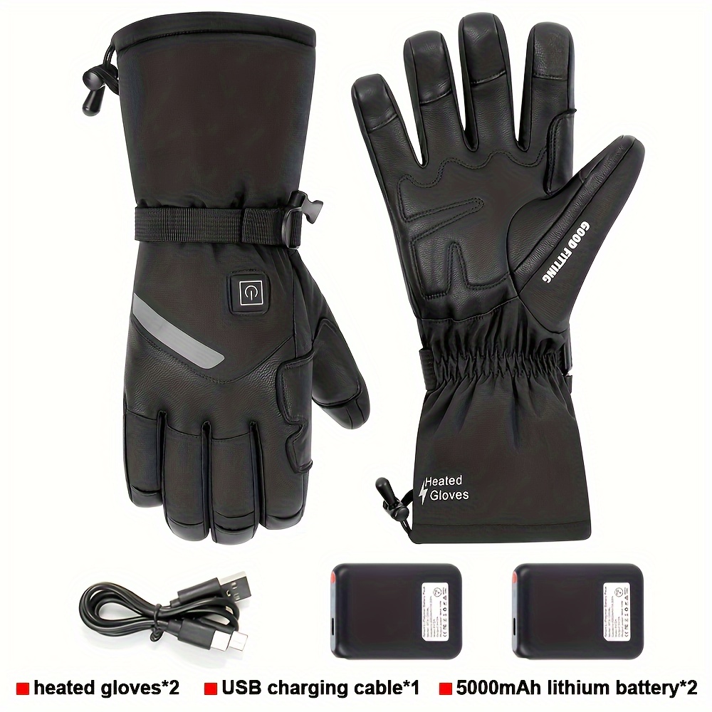Guantes calefactables para mujer, guantes calefactables con batería táctil,  guantes térmicos de comp Hugo Guantes calefactados