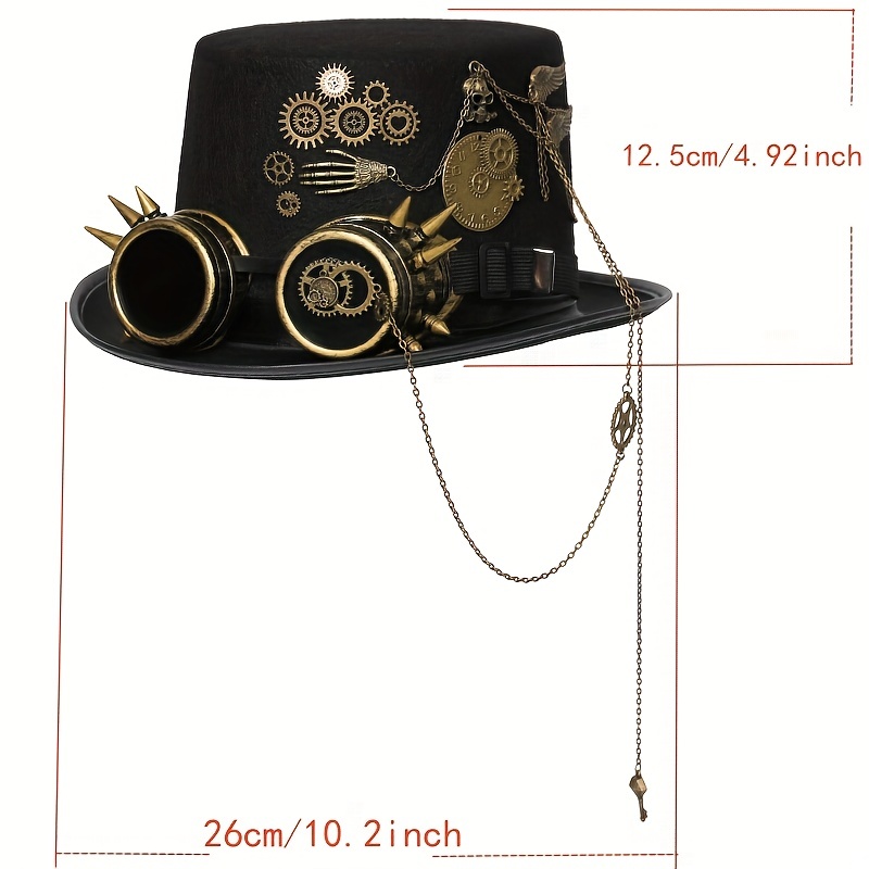 Steampunk Deluxe Hat Fancy Dress Costume Steampunk Goggles Gothic Haloween