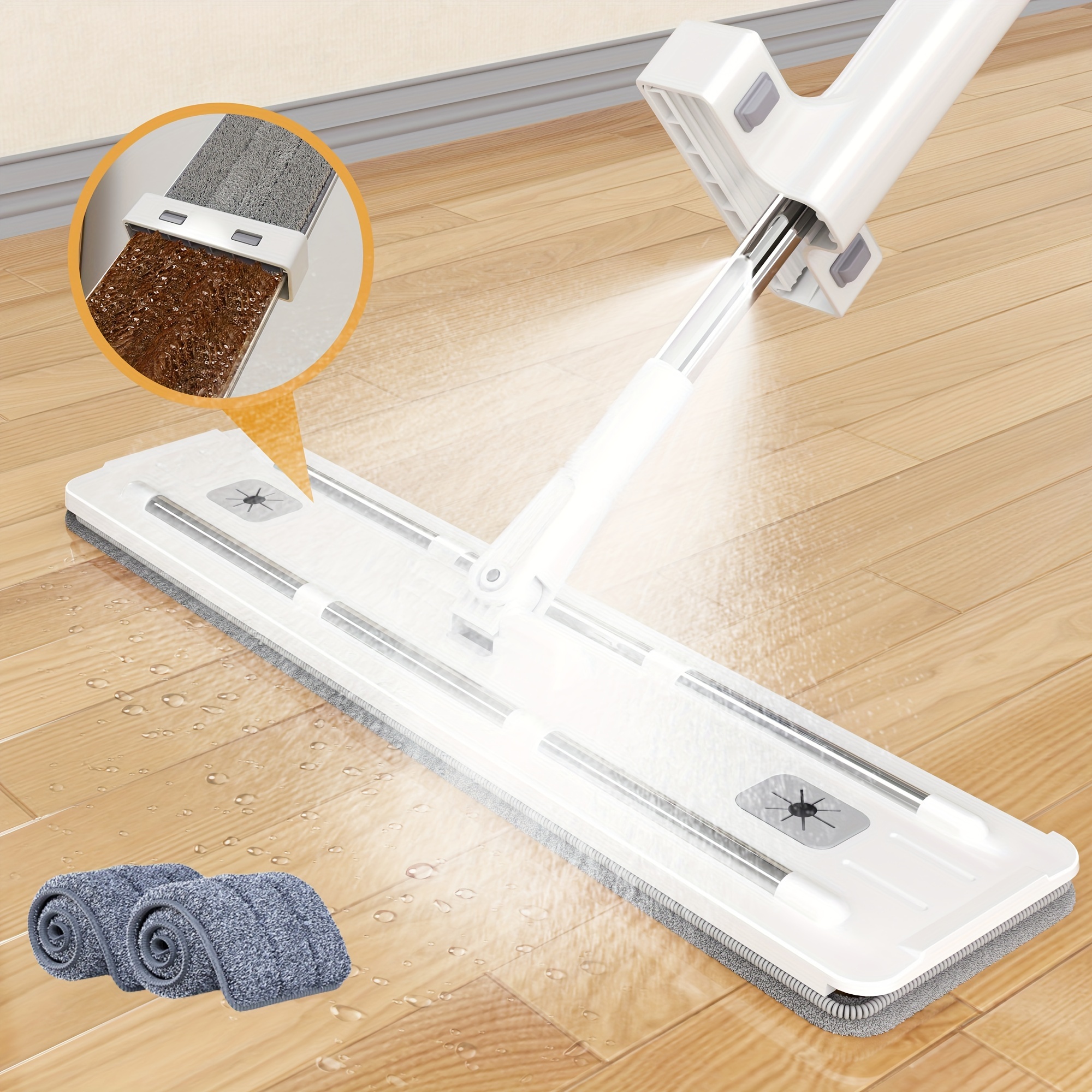 Mop for Floor Cleaning, Flat Floor Mop Wet Dry Dust Mop with