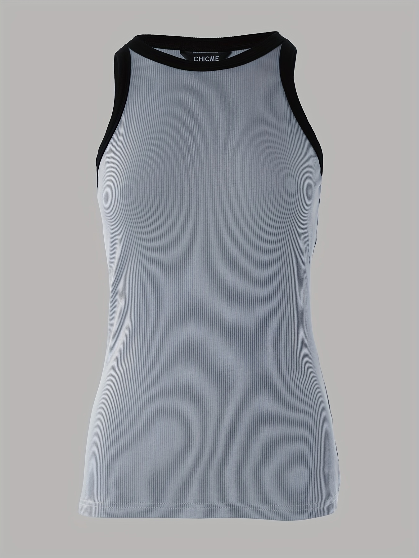 Women's Contrast Trim Crew Neck Tank Top