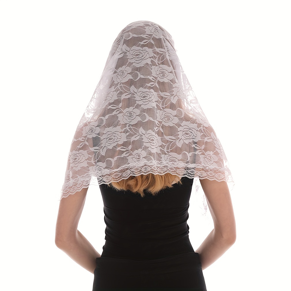elegant lace mantilla veils catholic head covering scarf spanish embroidered shawl chapel veil for women wedding bridal accessories