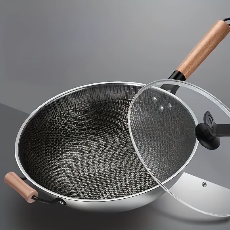 New Non-stick Frying Pans Double-Sided Screen Honeycomb Stainless Steel Wok  Without Oil Smoke Frying