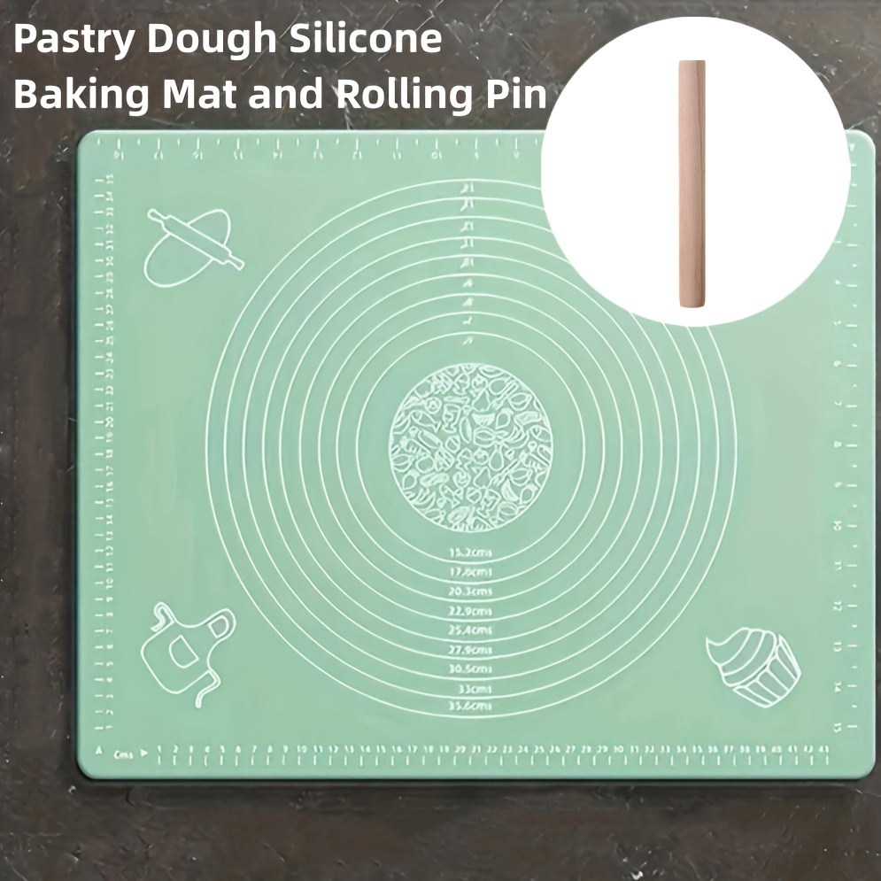 Rolling Pin And Pastry Dough Silicone Baking Mat With - Temu Oman