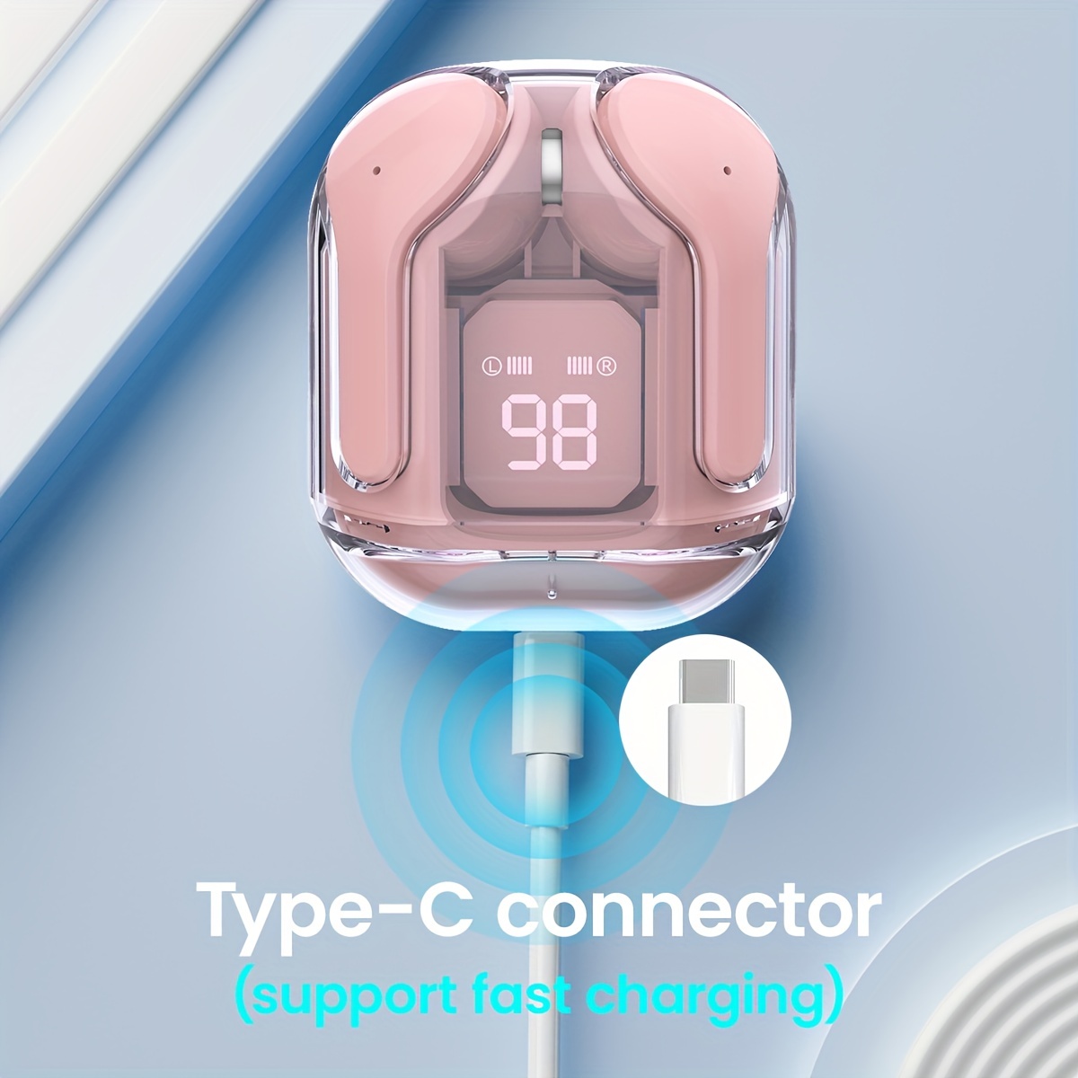 Transparent TWS, No Lid Design, Wireless V5.3 Colorful True Wireless Stereo Earbuds, Silicone In-ear, Touch Button, Hands-free Headset, Battery Capac_voghion.com
