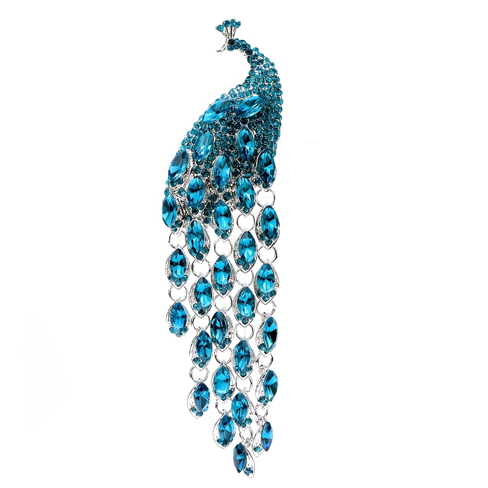 Tassel Peacock Brooch, Elegant Animal Accessory
