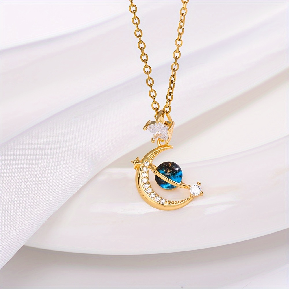 Vintage Charm Necklace Creative Silent Starry Sky Moon Owl Temu