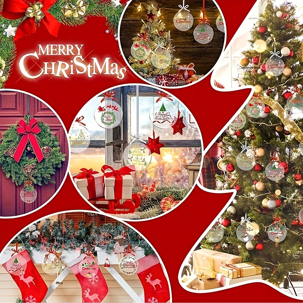 20Pcs/Set Clear Acrylic Christmas Ornaments Blank DIY Tags