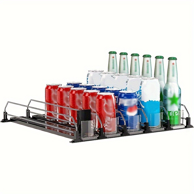 XIYAO Paquete de 2 organizadores de latas de soda rodantes para  refrigerador, dispensador de bebidas transparente expandible de 2 capas  para refrigerador, despensa, congelador. Ancho ajustable de 5.43 a 8.46  pulgadas 