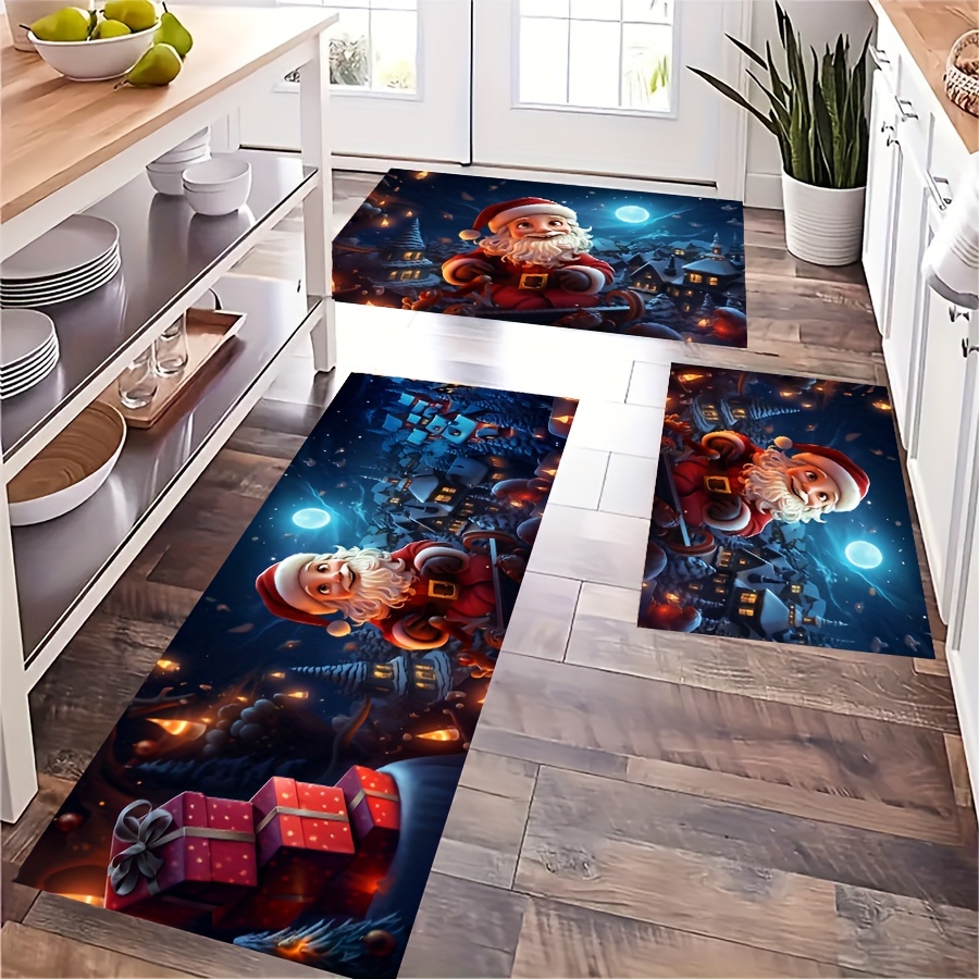  Noulmea Christmas Gnomes Black Kitchen Rugs and Mats