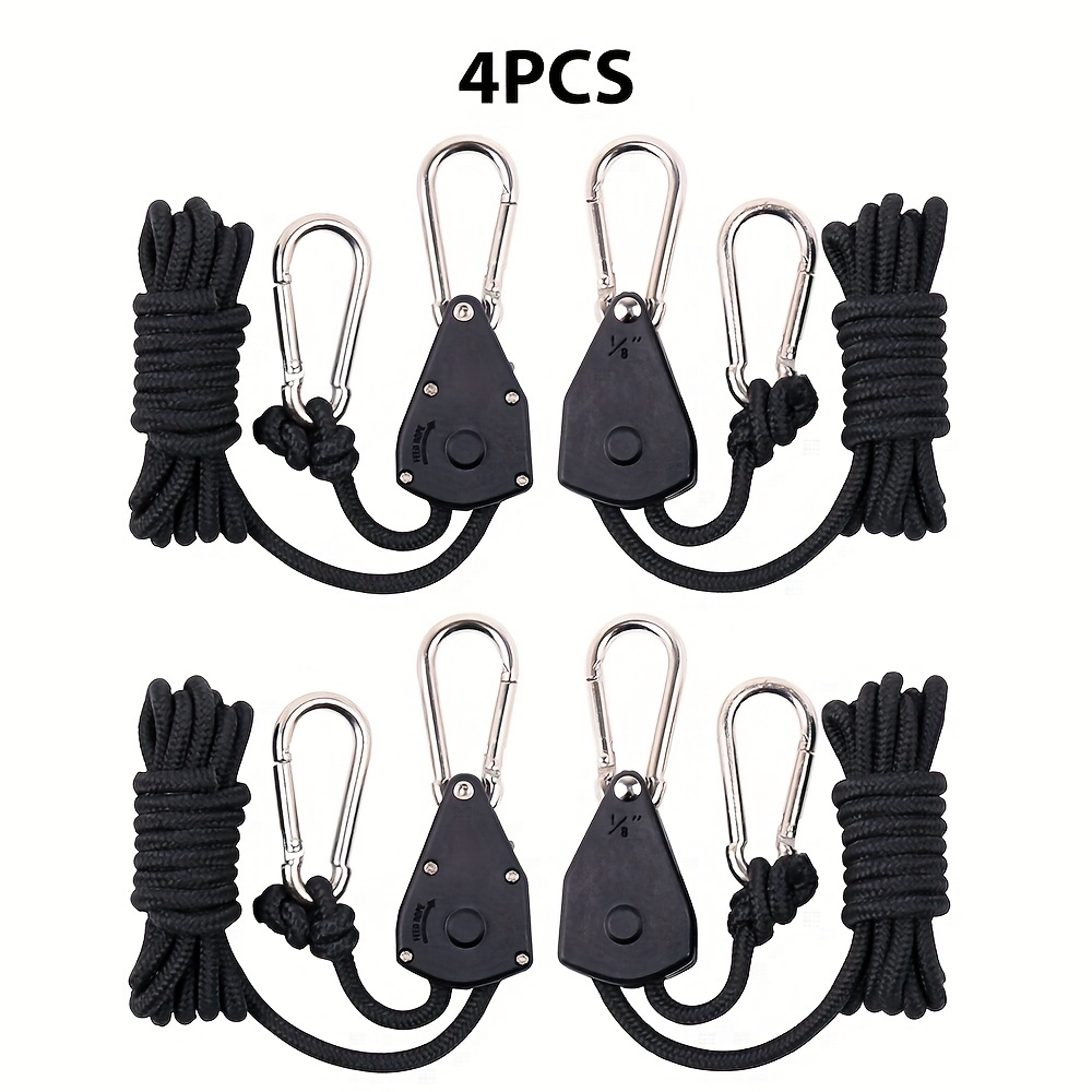 4pcs Adjustable Camping Wind Rope Pulley Tie Down With Carabiners For Tent  Outdoor Canopy - Sports & Outdoors - Temu