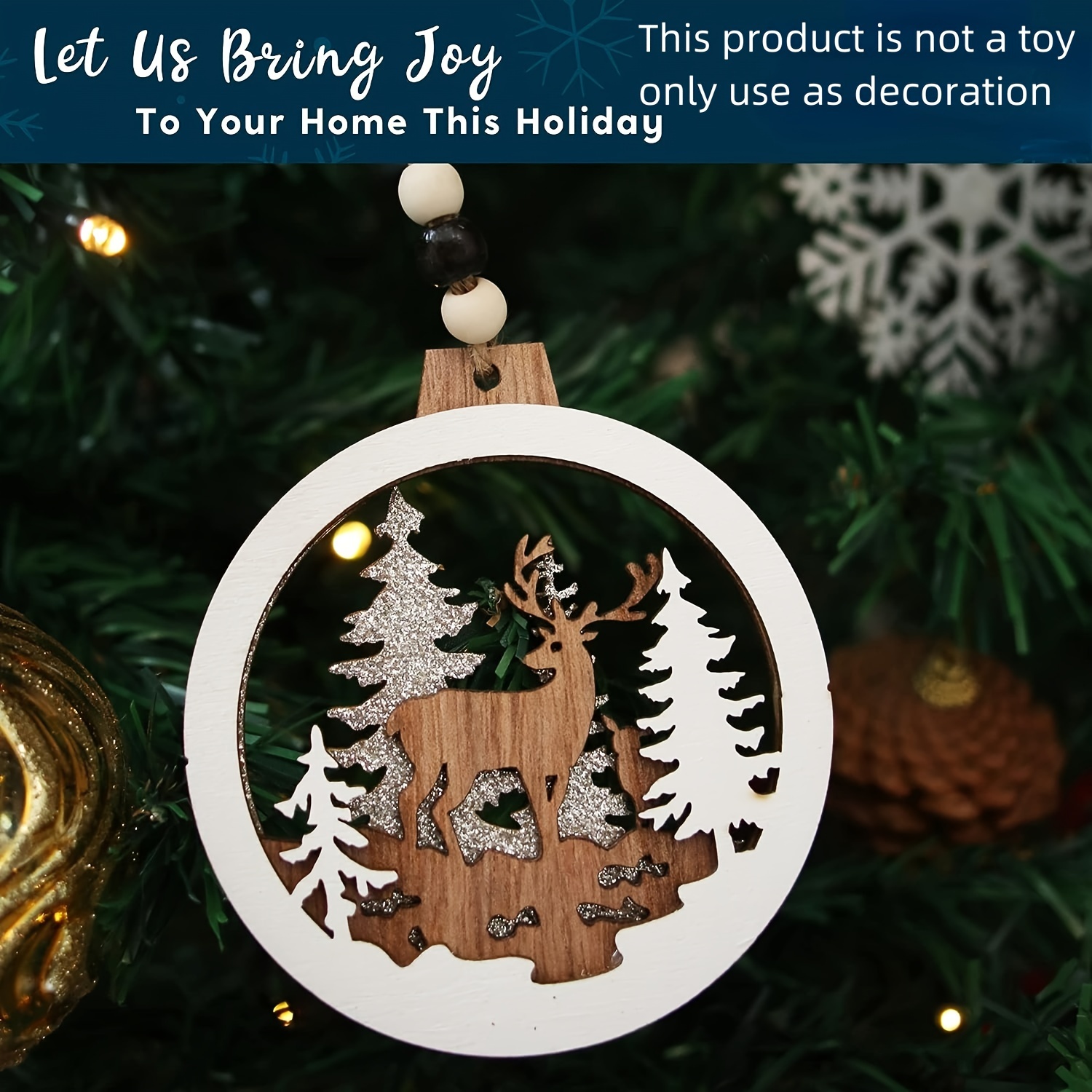 Wooden Christmas Ornaments Hanging Reindeer Ornaments For - Temu