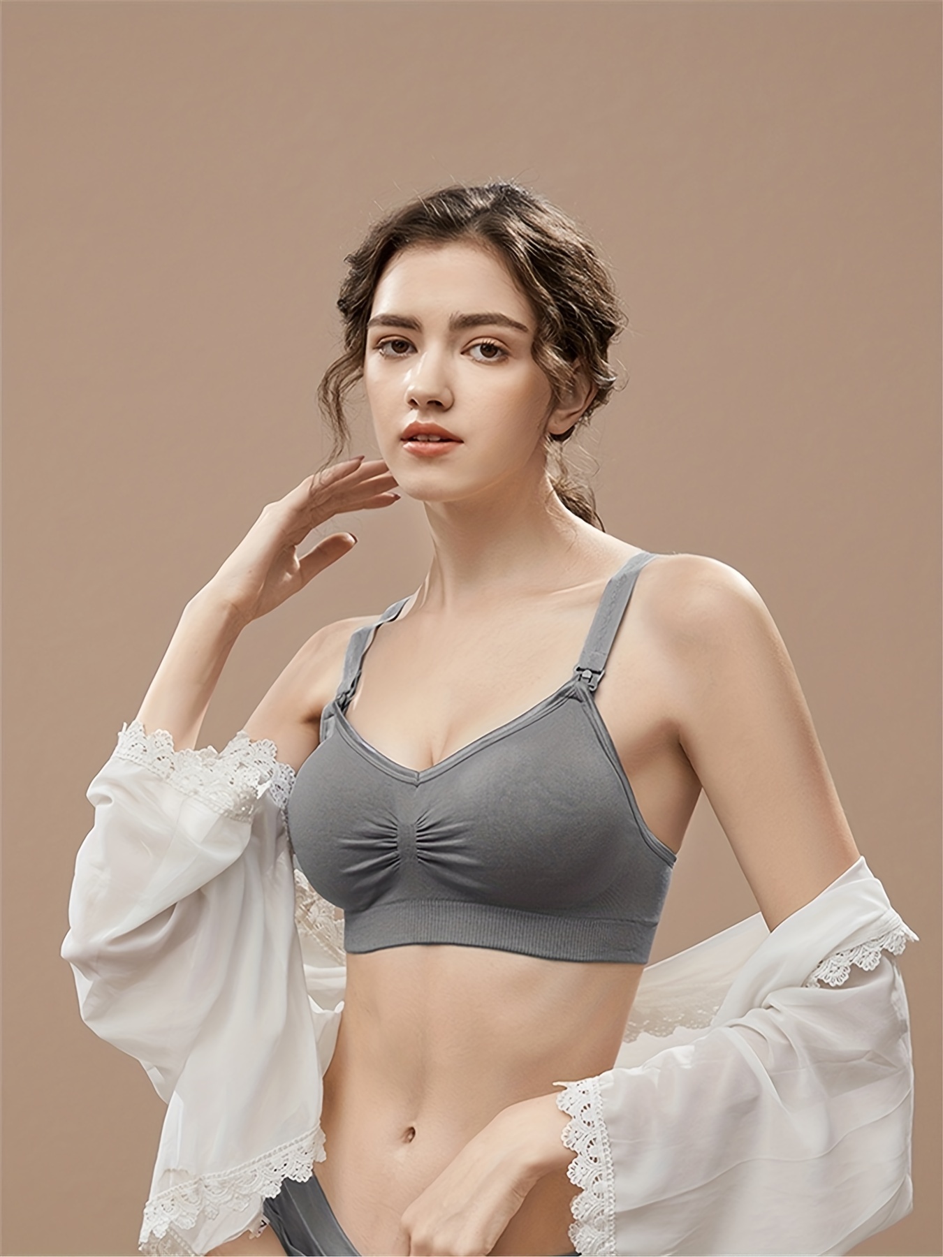 Underwire Bra in Lace, Maternity & Nursing Special - slate grey