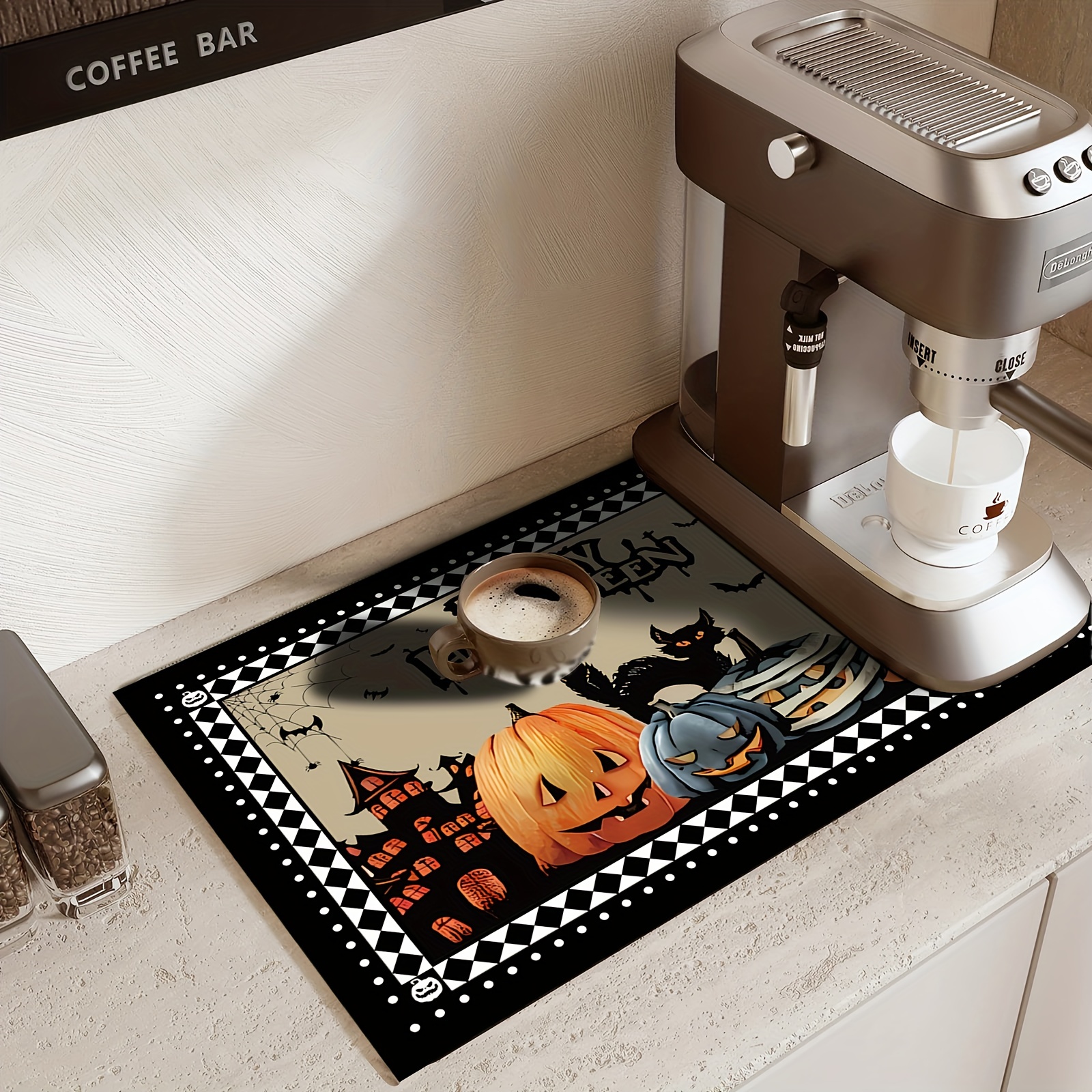 Halloween Coffee Mat Table Top Mat Coffee Bar Mat For - Temu