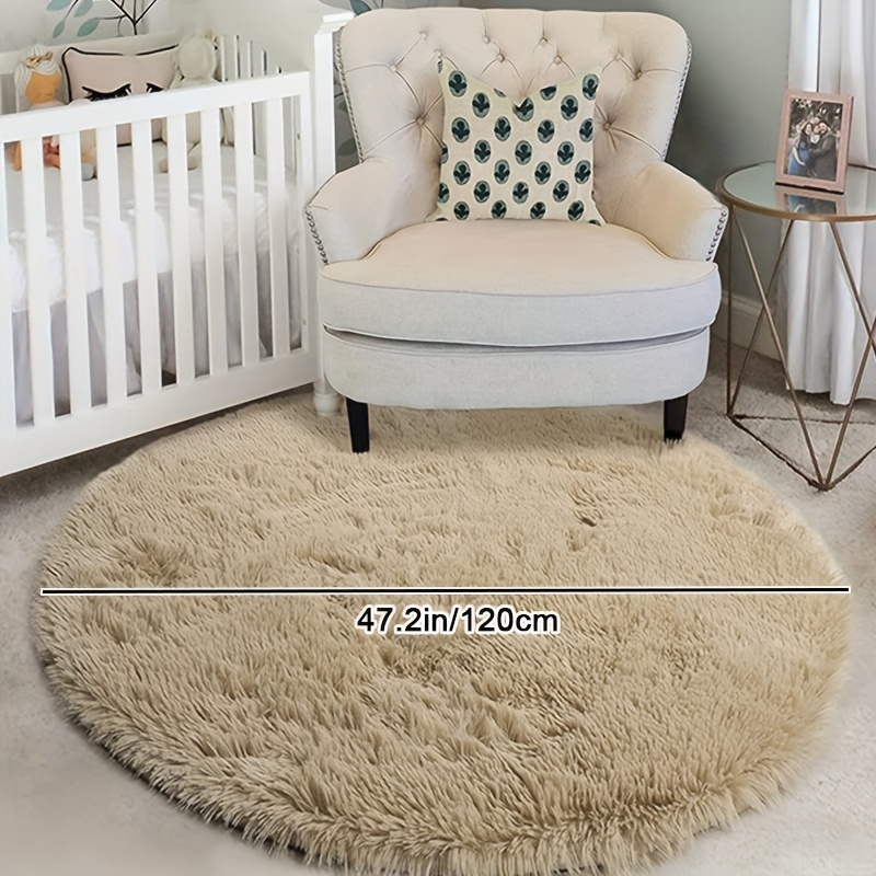 Navy Blue Rug for Bedroom,Fluffy Circle Rug 4'X4' for Kids Room,Furry  Carpet for Teen's Room,Shaggy Circular Rug for Nursery Room,Fuzzy Plush Rug  for