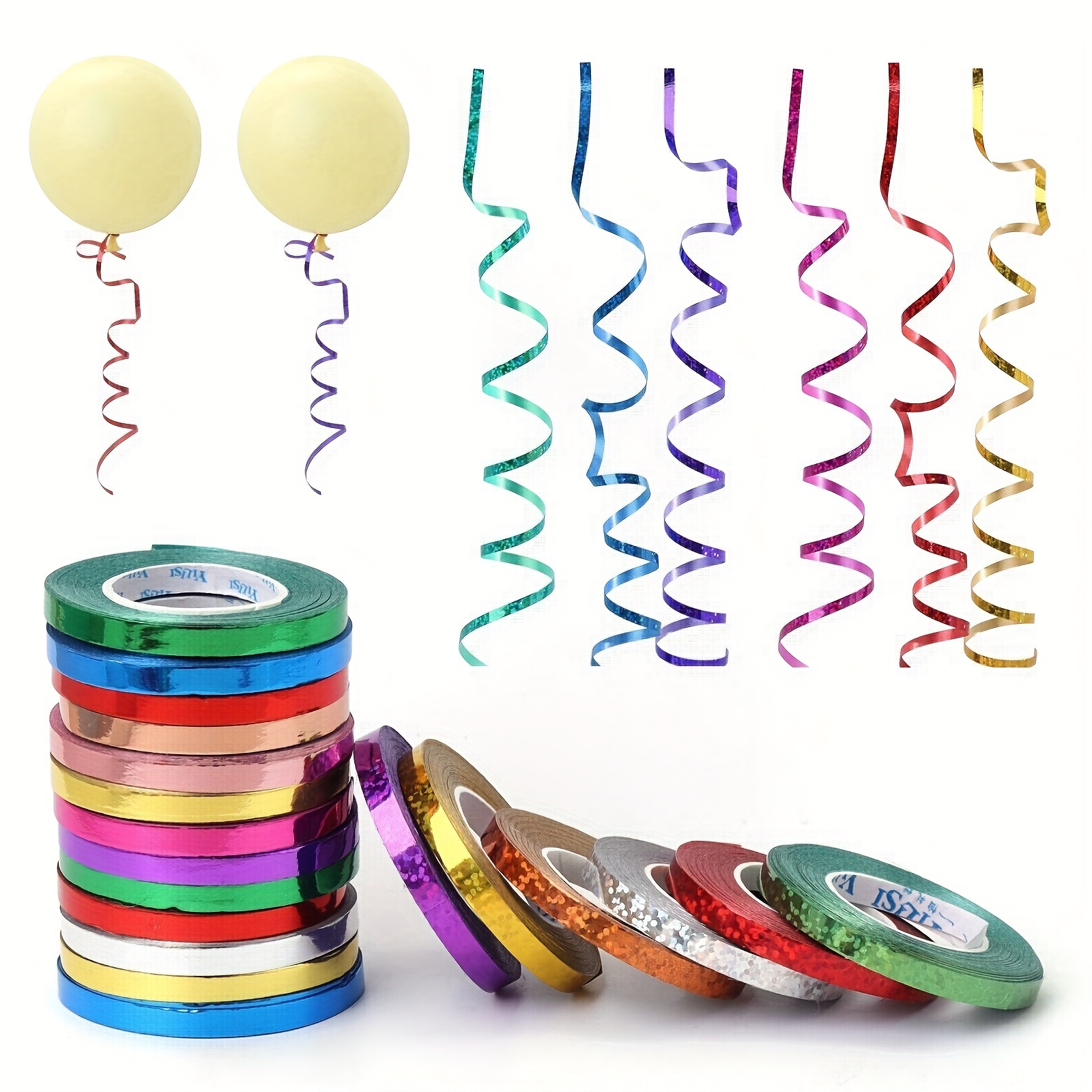 Balloons Ribbons Laser Ribbon for Party Decoration Birthday Gifts Wedding  Decoration Foil Satin Ribbon Curling DIY Accessories
