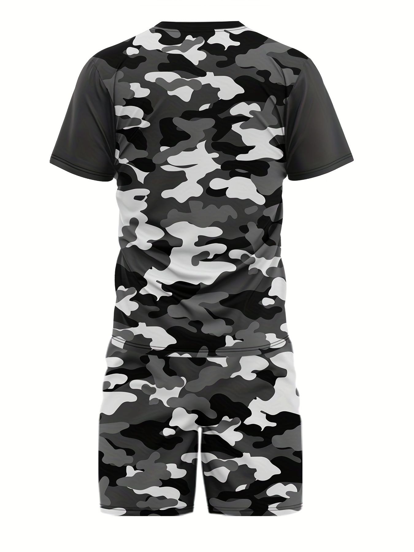 2pcs Camo Outfits For Men Casual Crew Neck Short Sleeve T Shirt