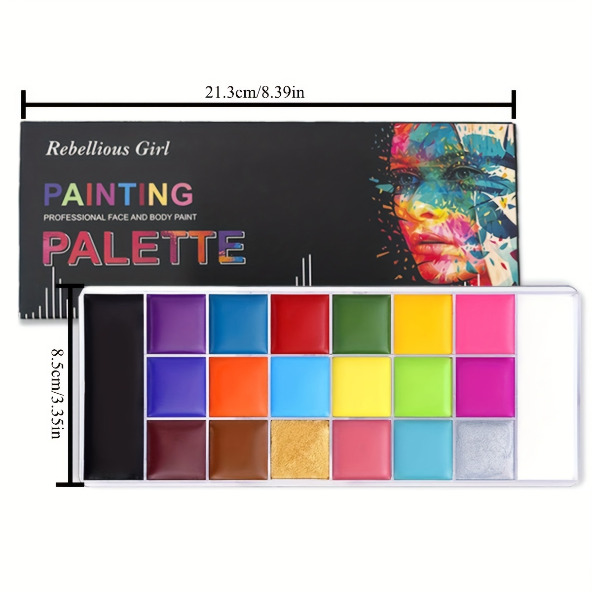 UCANBE Face Body Paint All-in-1 Set - Athena 20 Colors Face Painting  Palette, 10 Professional Artist Brushes, 24 Stencils 