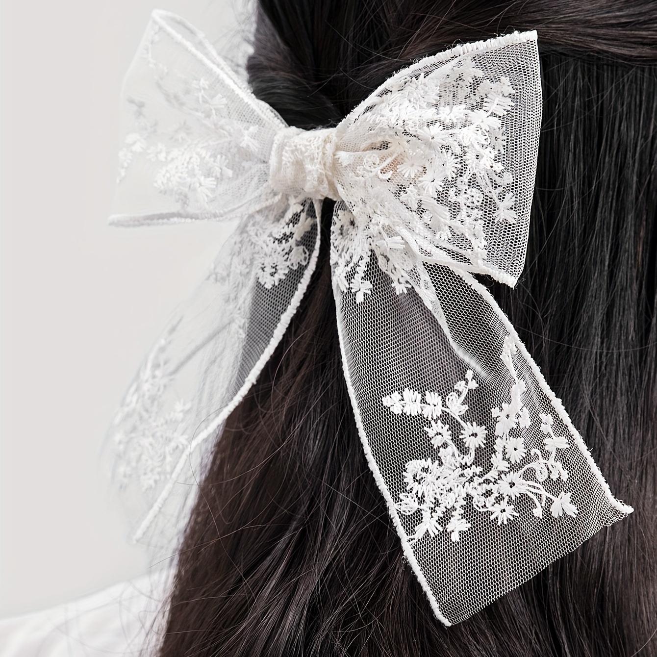 Cinta para el pelo de lunares con lazo de tela para mujer, accesorios para  el cabello, color blanco