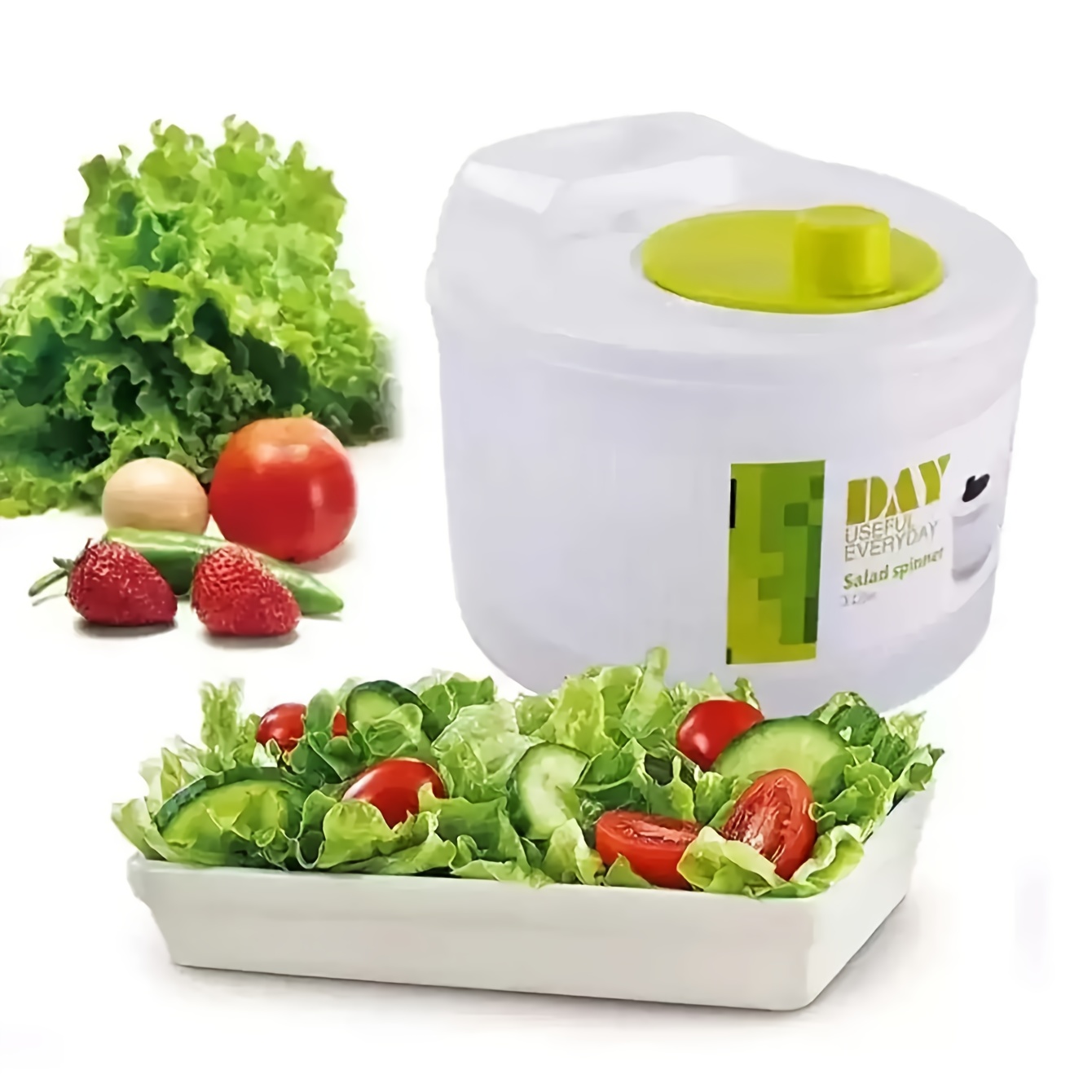 Essoreuse à salade Laveuse de légumes Fruits Légumes Lavage Bol Pliable à  salade Spinner avec couvercle Kit de sécheuse de légumes Outils de cuisine  Laitue Sécheuse Salade Petit