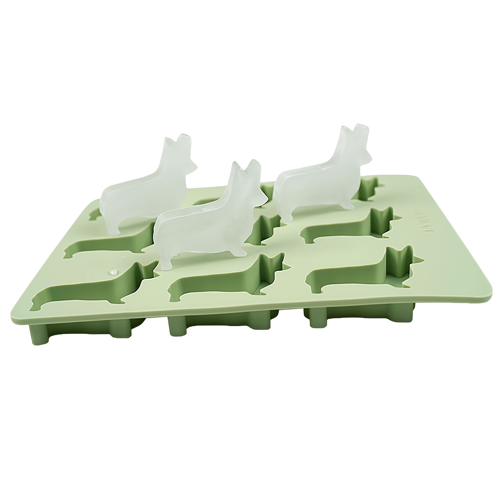 French Bulldog Ice-cube Mold, 4 Hole Fun Shapes Frenchie Bull Dog Ice-cube  Tray For Whiskey,cocktail, Green