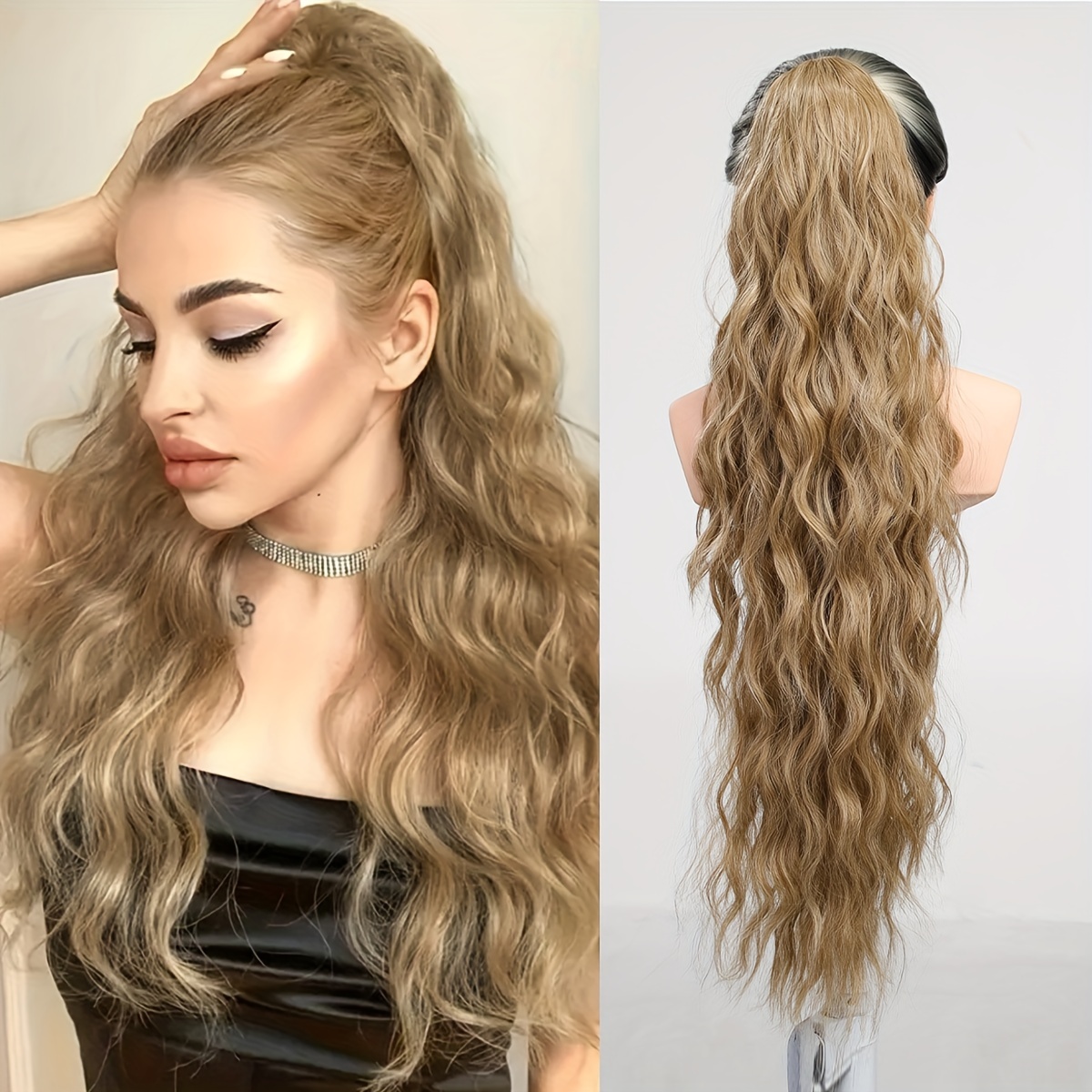 Long Wavy Ponytail Extensions Synthetic Clip In Hair Extensions
