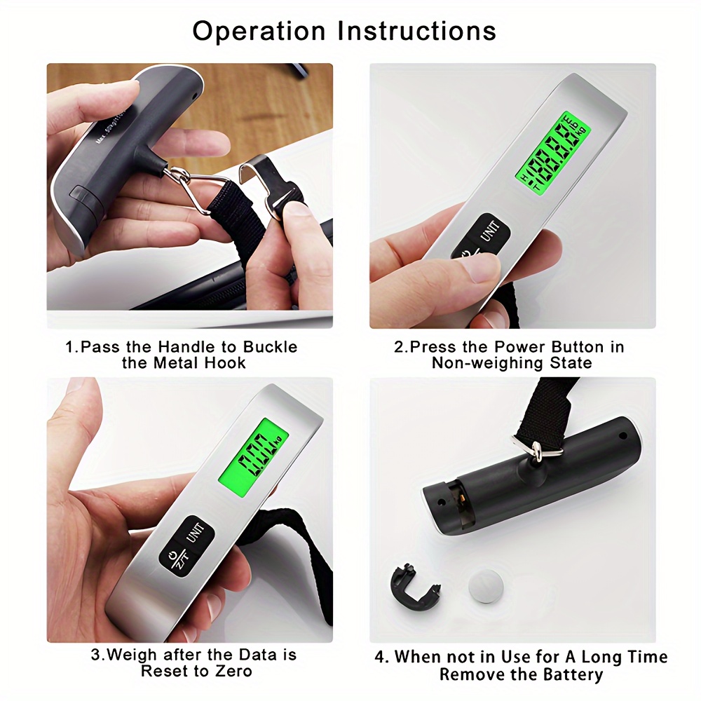 Portable Handheld Electronic Luggage Scale Digital LCD Backlight 110lb/50kg High Pressur Hanging Electronic Luggage Suitcase Travel Weighs Baggage Bag Weight Balance Tool