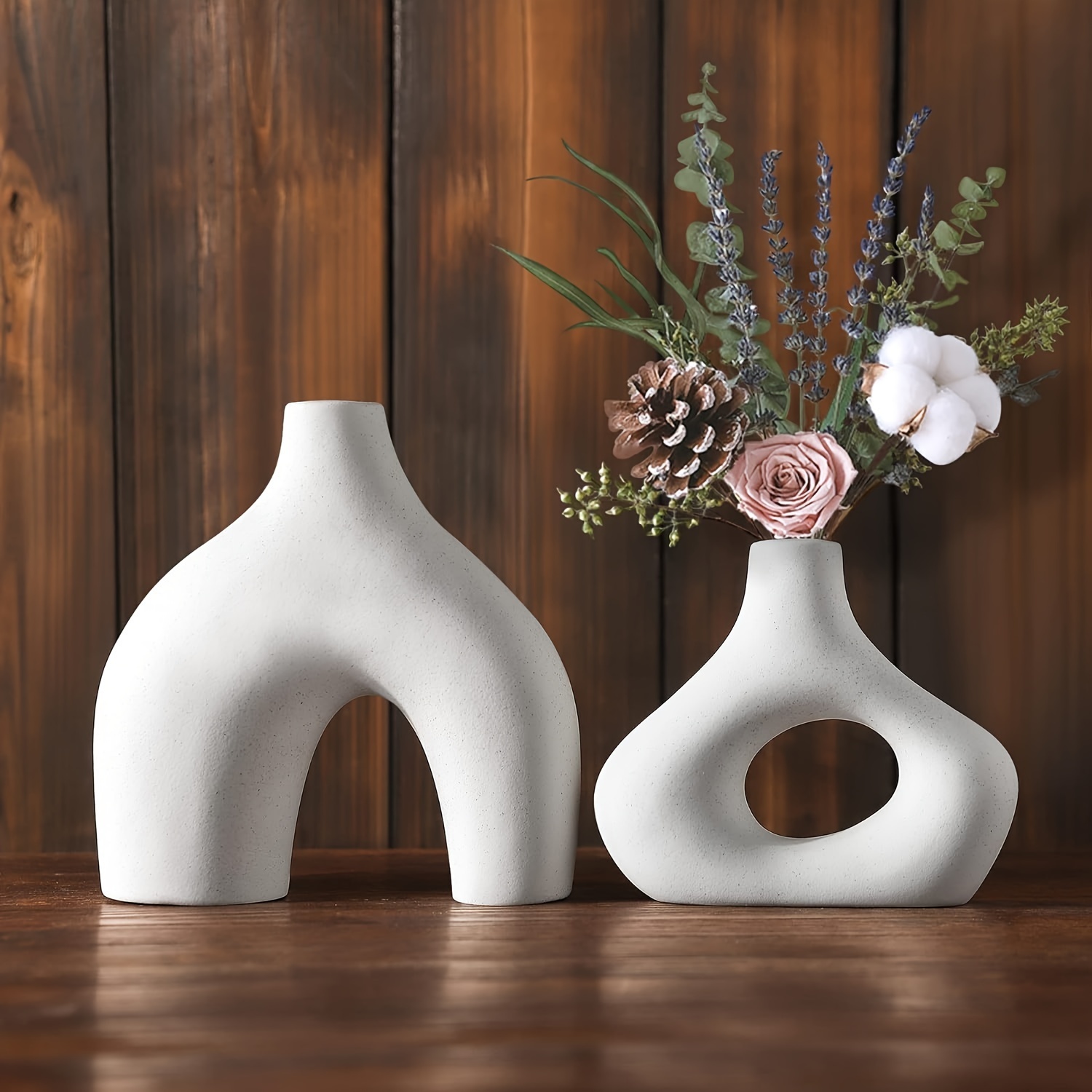  White Ceramic Vases Set 2 for Modern Home Decor,Boho Vase Round  Matte Pampas Flower Vases Minimalist Style for Wedding Dinner Living Room  Office Coffee Table Decorative Vase : Home & Kitchen