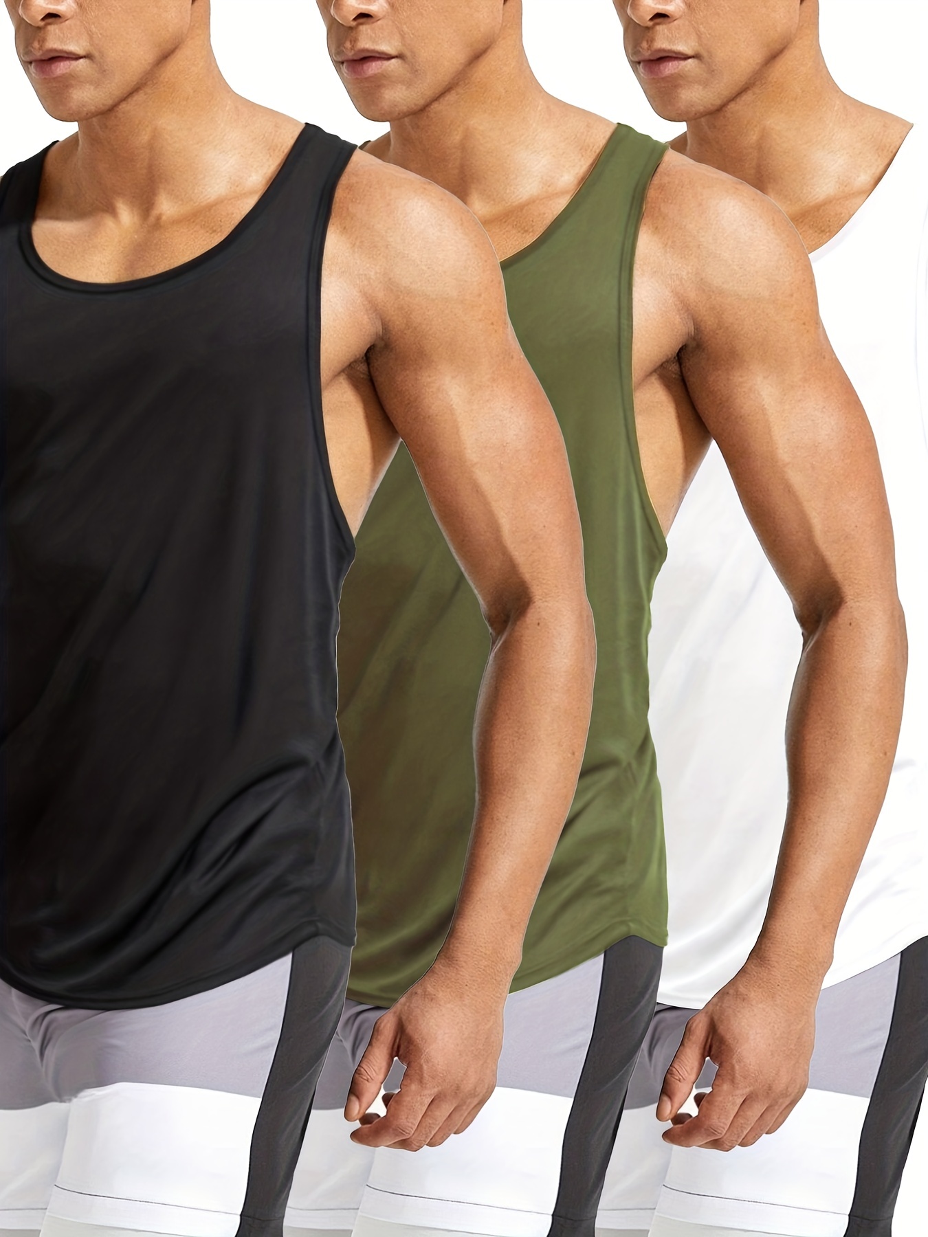 Men Tank Top Broad Shoulder Vest Casual Crop Top Workout Loose Sleeveless  Shirt