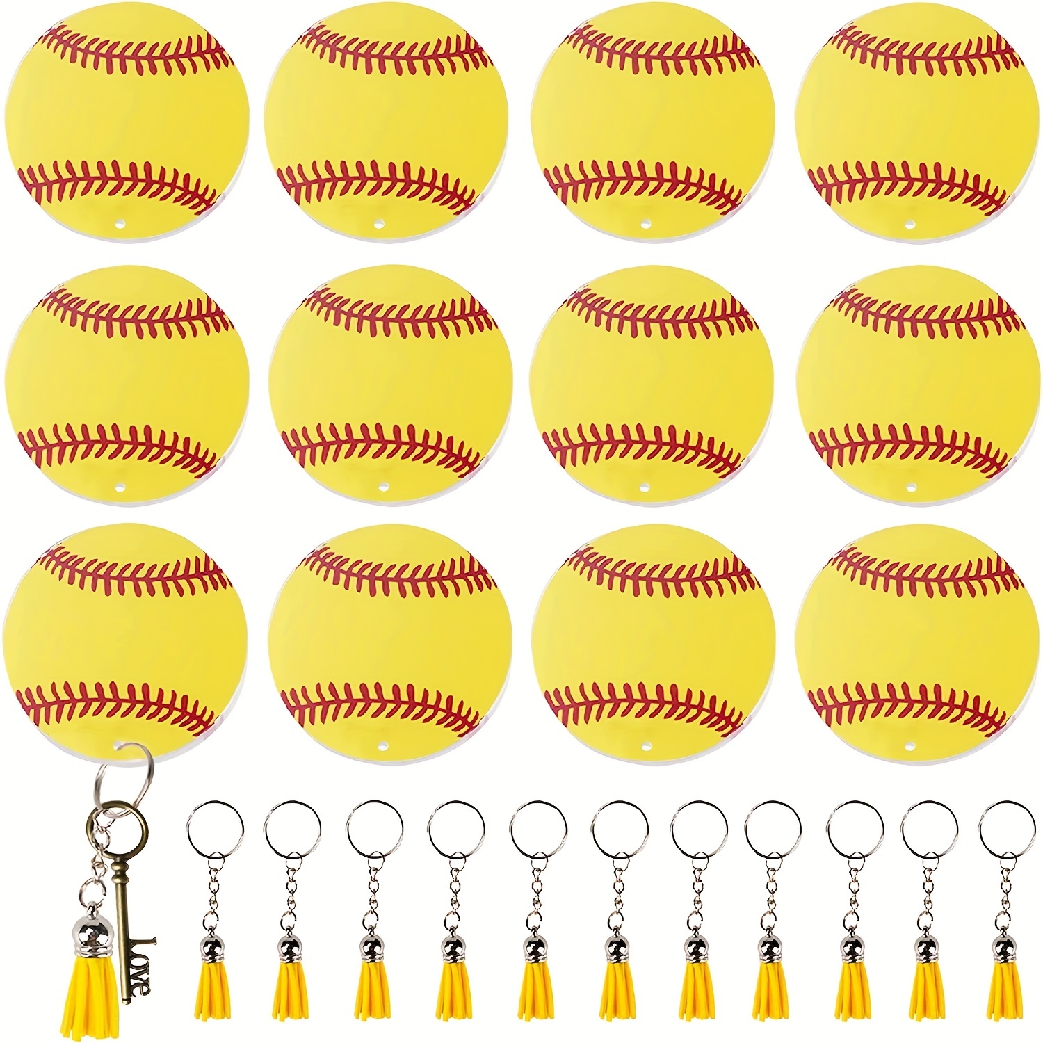 Softball Acrylic Keychain Blanks Kit Softball Keychain Blank Temu