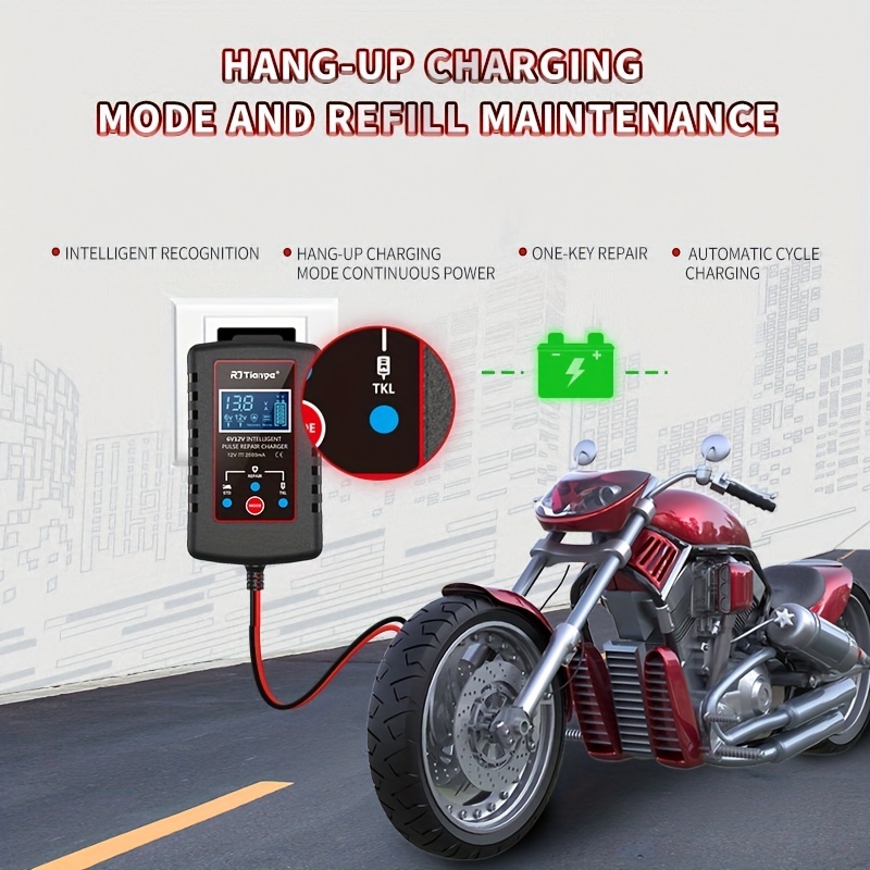 2 Amp Motorcycle Battery Charger | 6V 12V Smart Automatic Trickle Charger | Lawn Mower Lead Acid Batteries