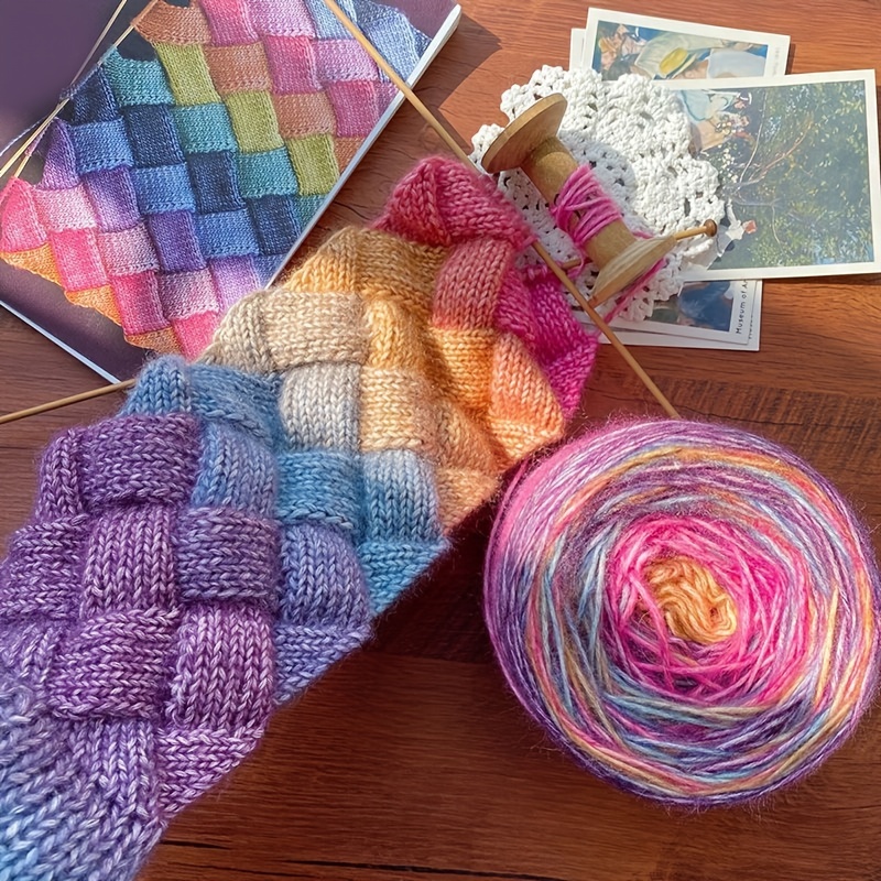 YarnFamily Cake Yarn,Gradient Color Cotton Gradient Yarn, Jumbo Knitting  Yarn，Ideal Rainbow Yarn for Crocheting and Knitting,3.5oz，240yd，Light Yellow