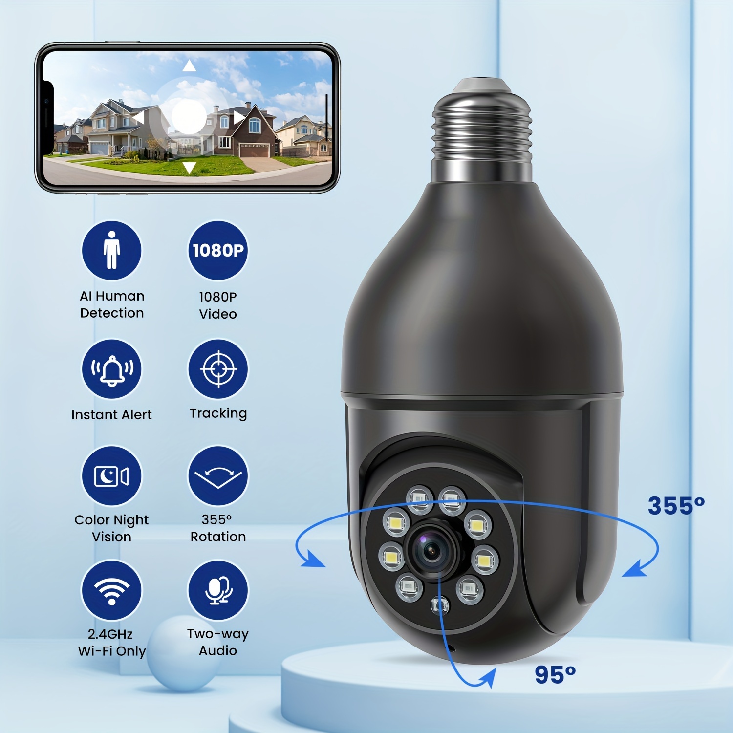 Caméra de Surveillance Ampoule Wifi à Vision Panoramique - Vidéo