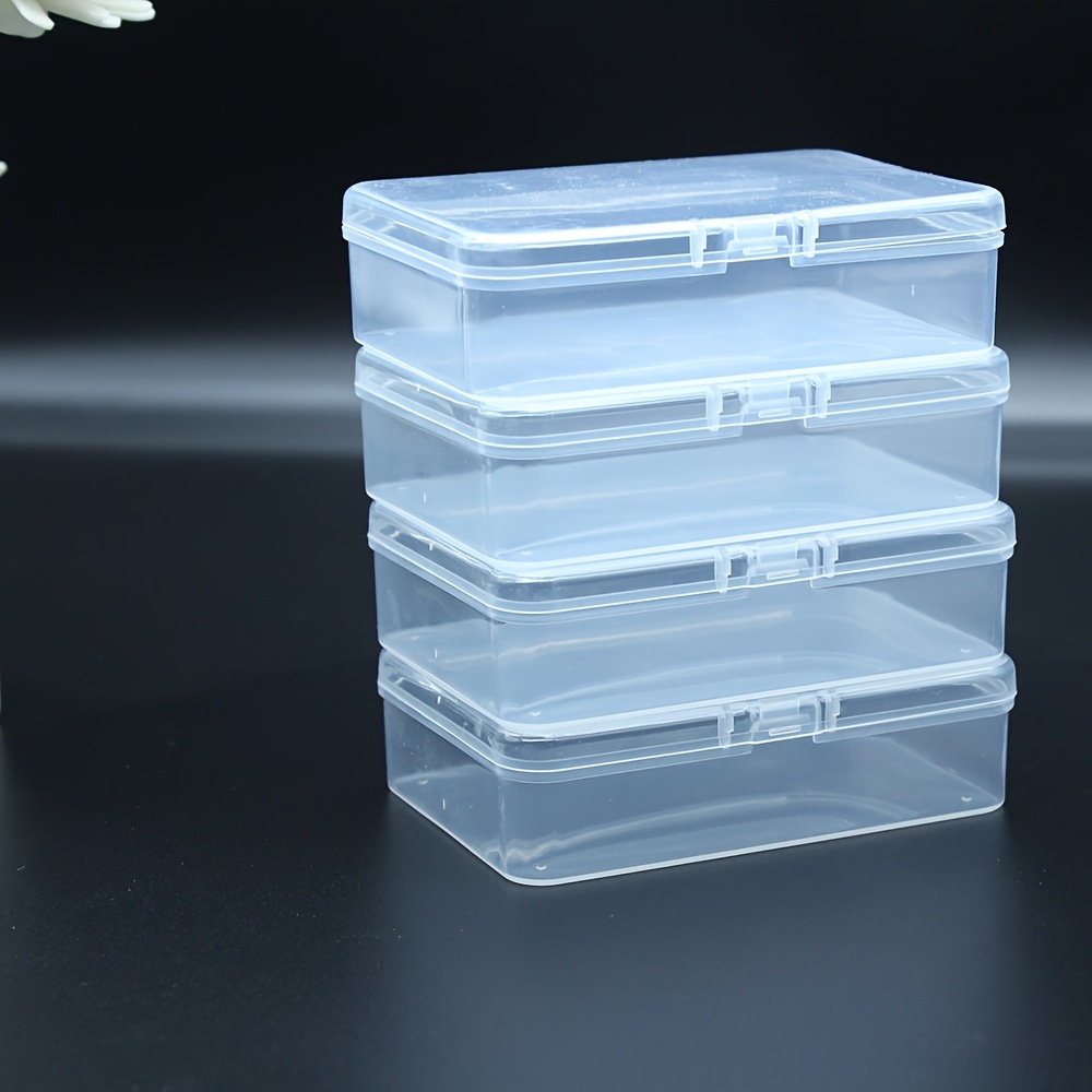 TEMU 4pcs Versatile Office Storage Boxes, Transparent Plastic Storage Boxes For Cards, Game Card Organization Box, Mobile Data Cable Organizer Box