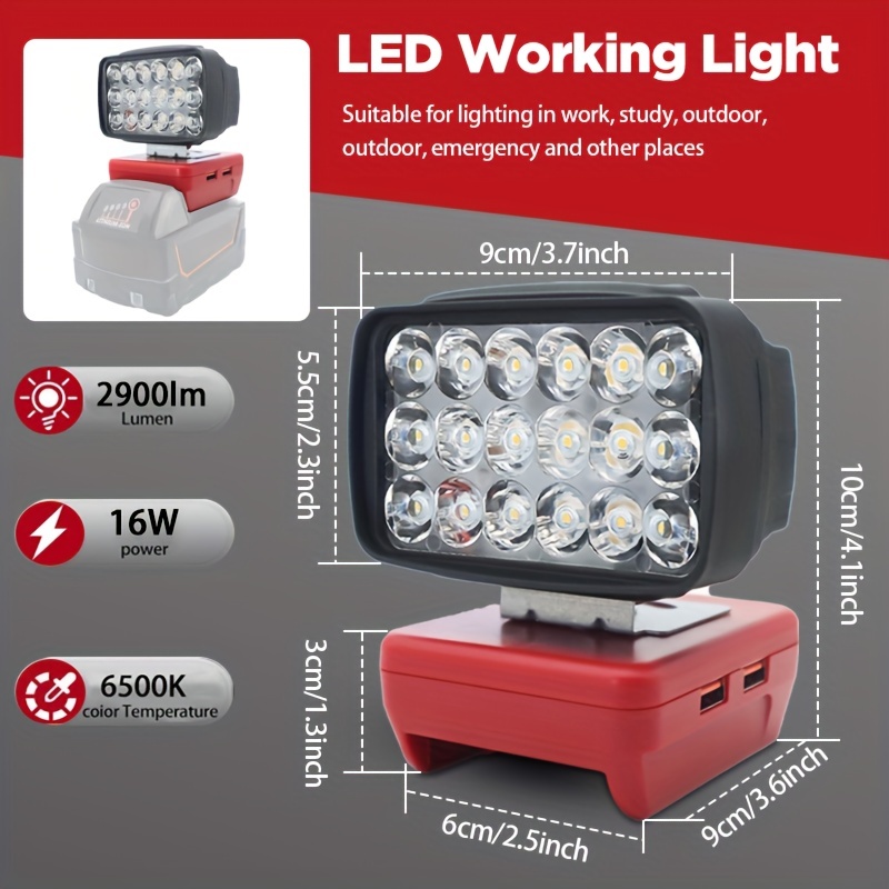 4 Inches 5400LM Cordless LED Work Light For Ryobi 14.4V-18V Li-ion Battery  ONE+