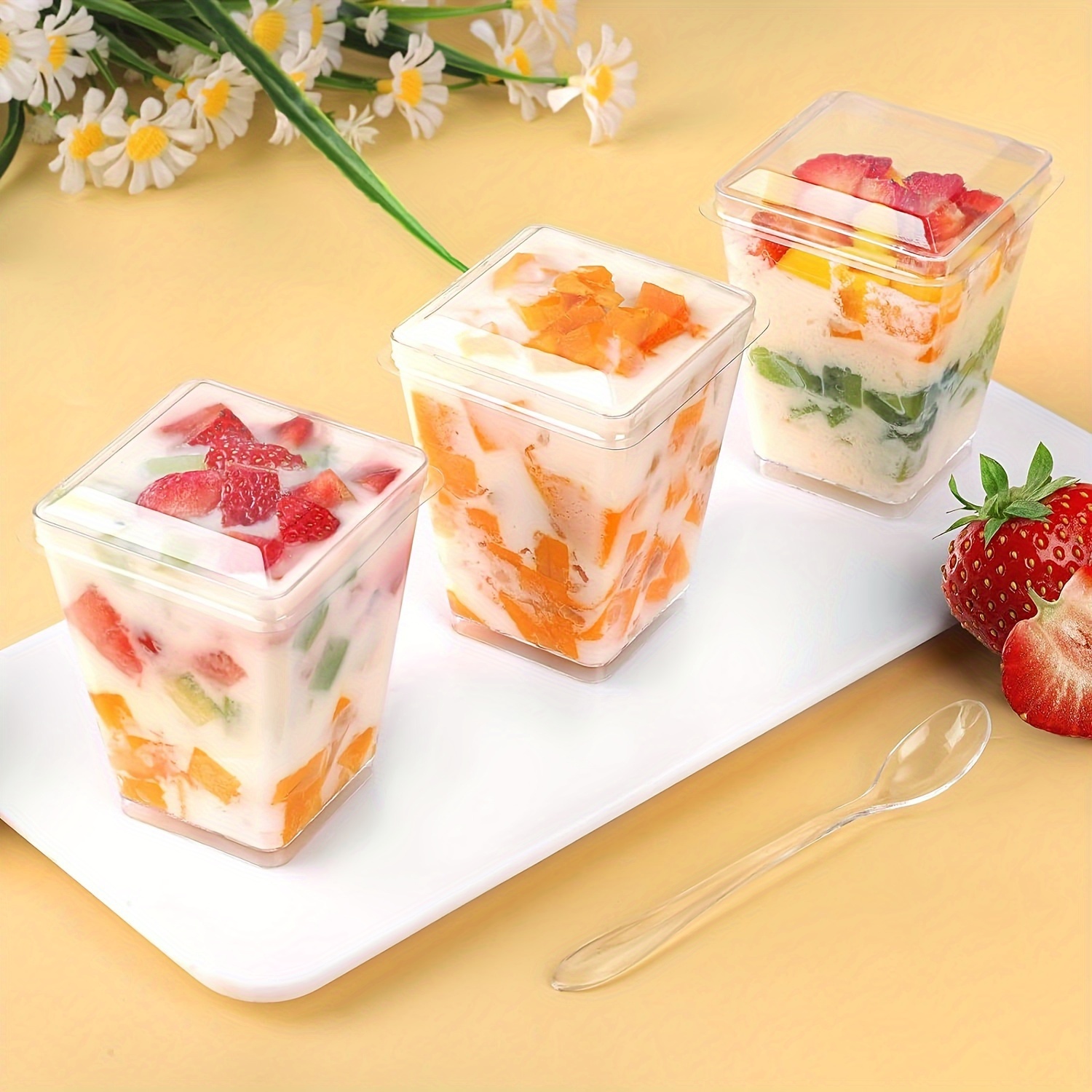 Plastic Dessert Cups With Lid And Spoon Parfait Cups With - Temu