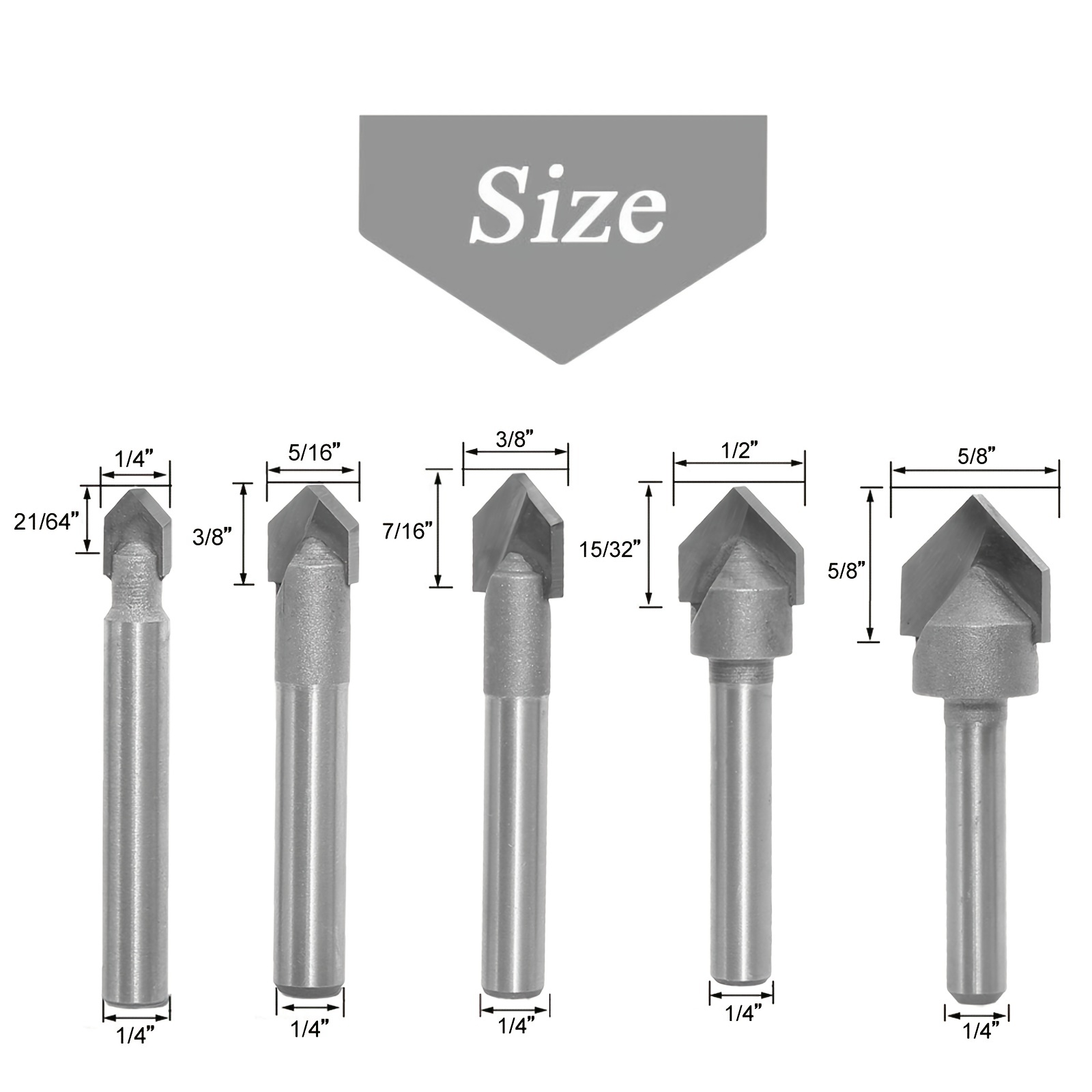 BE-TOOL Fraise à rainurer en V 22 mm × 90 ° Pointe en carbure 2